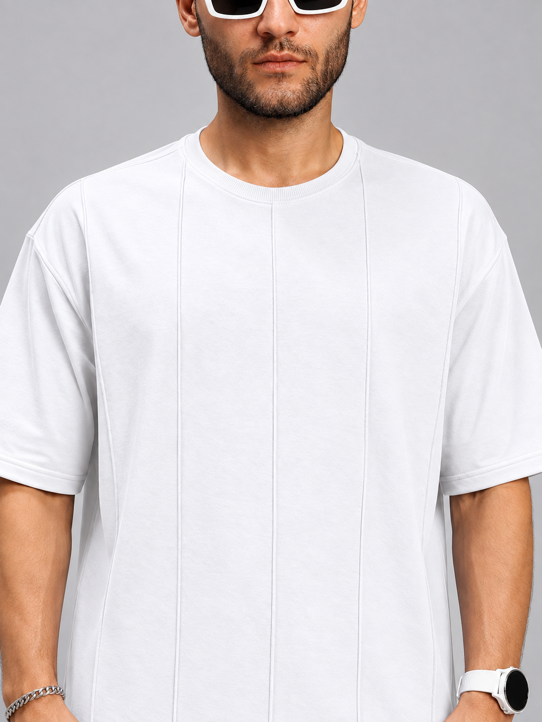 BOXY FIT PANELS OVERSIZED T-SHIRT WHITE