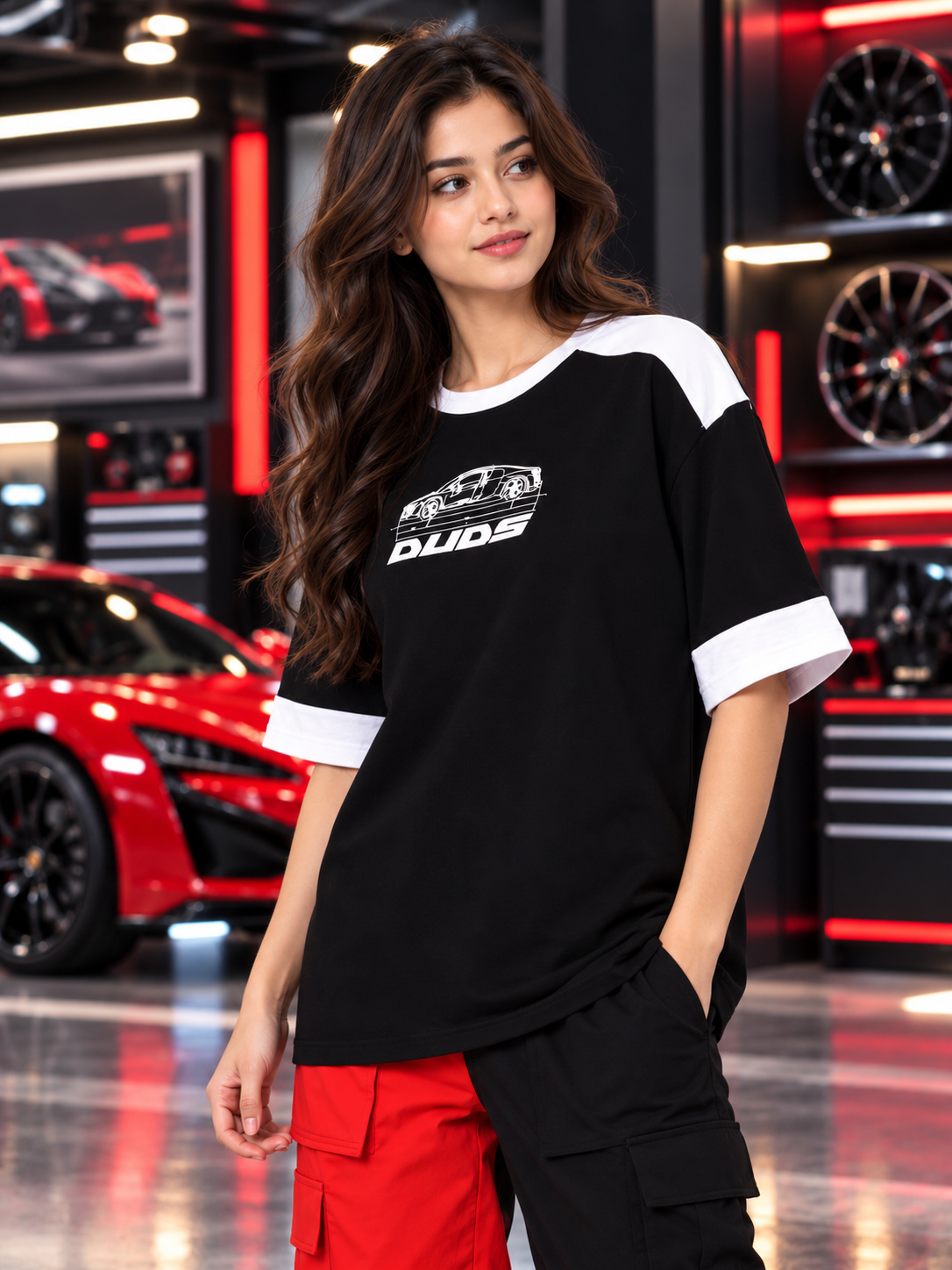 WOMEN AUDI R8 OVERSIZED T-SHIRT BLACK