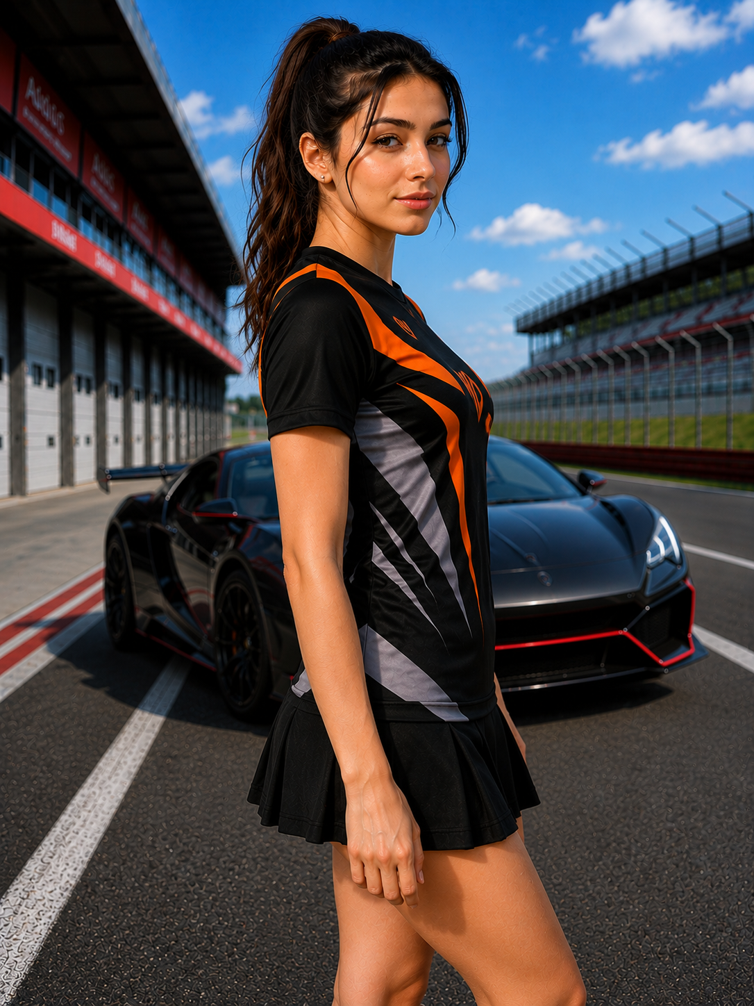 WOMEN APEX RACING REGULAR T-SHIRT BLACK MULTI