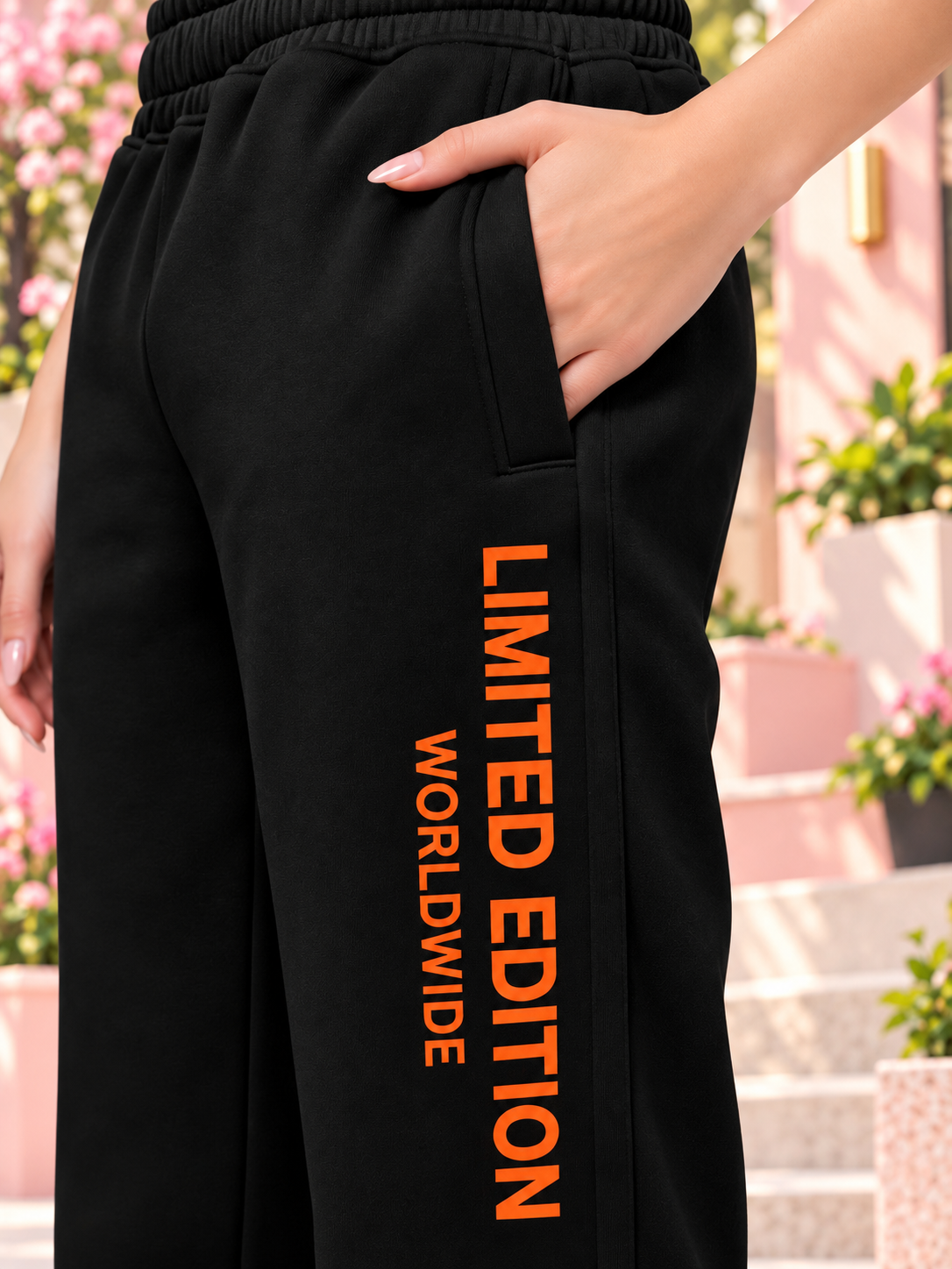 WOMEN WORLDWIDE FLEECE COLORBLOCK CO-ORD BLACK