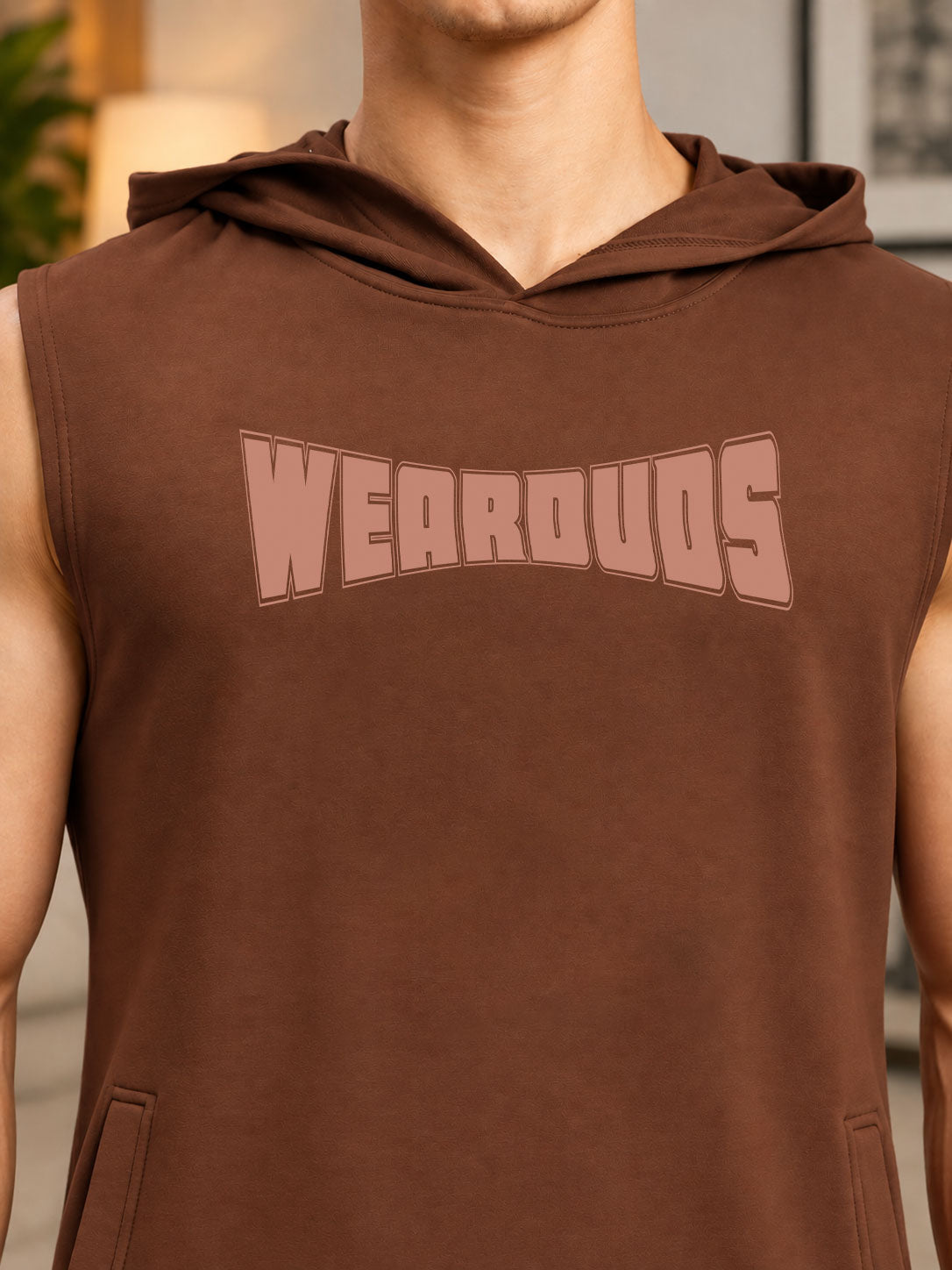 LOGO SLEEVELESS GRAPHIC PRINT BROWN