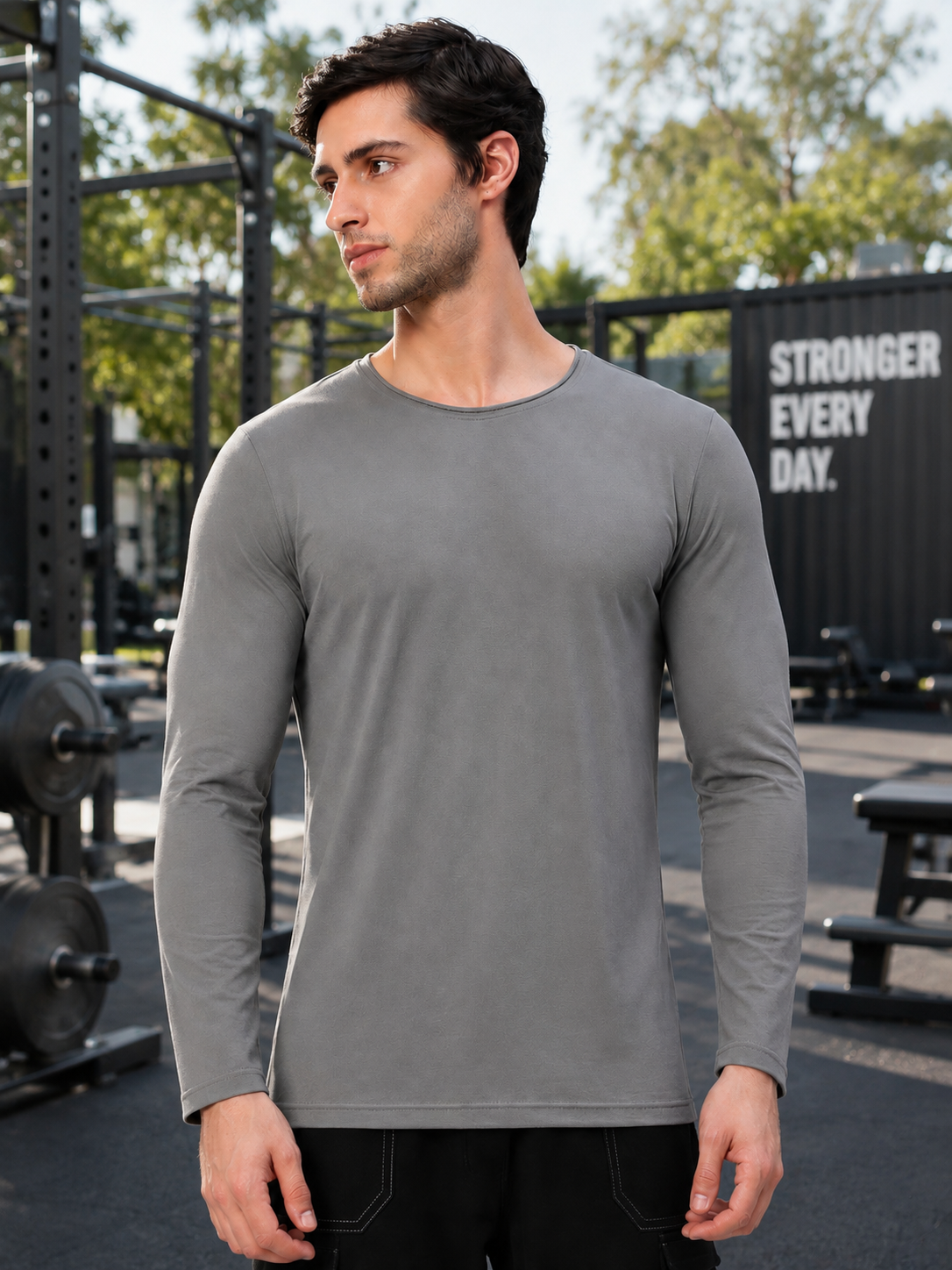 OMNI SLIM FIT COTTON SWEATSHIRT GREY