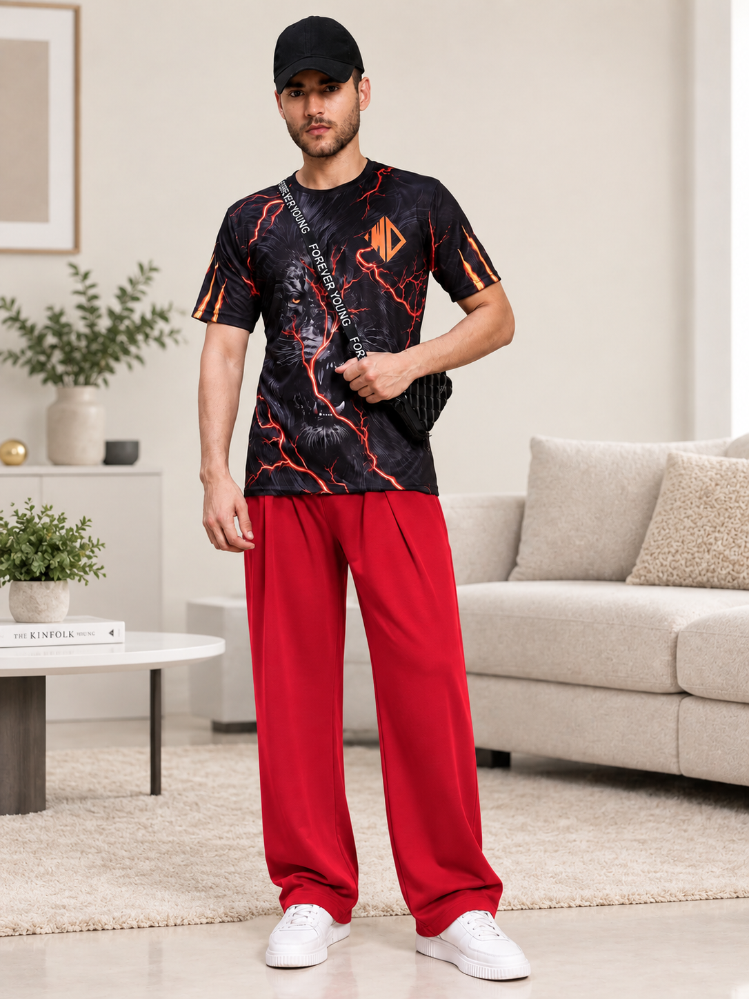 DRAPE TAILORED FIT JOGGERS RED