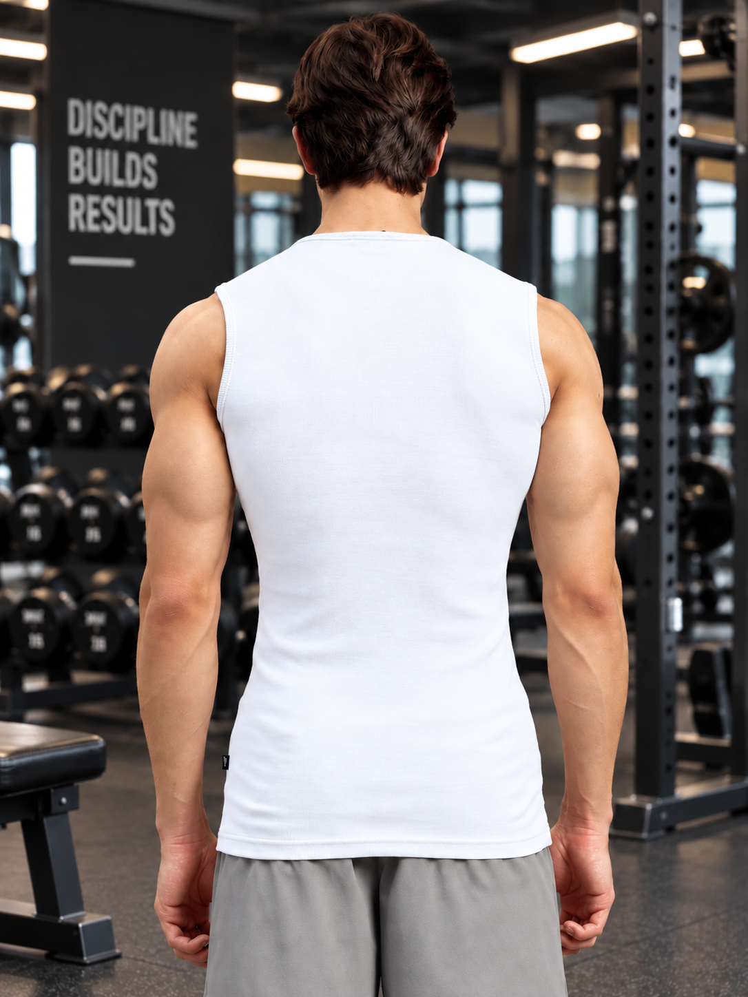 SLEEVELESS TANK GYM T-SHIRT WHITE
