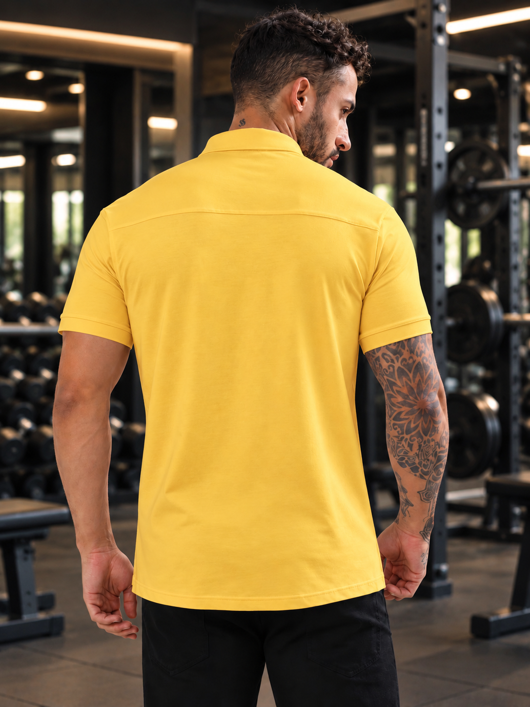 NOIR YELLOW HALF-SLEEVE SHIRT SLIM FIT
