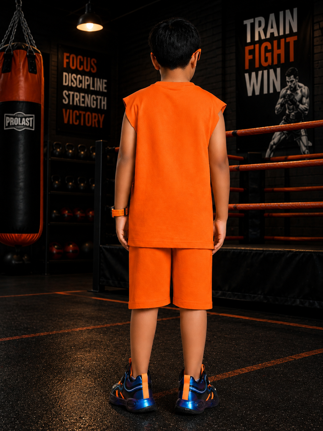 NEON RUSH SLEEVELESS CO-ORD FOR BOYS GIRLS ORANGE