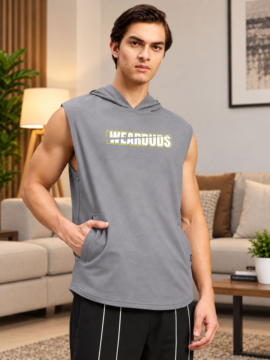 ACTIVEWEAR SLEEVELESS GRAPHIC PRINT GREY