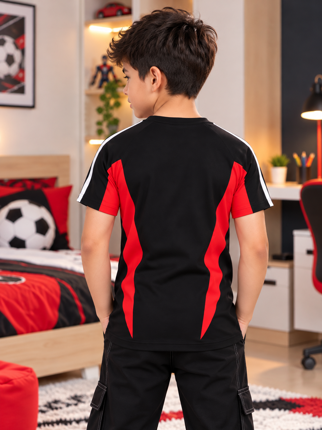 TOPLINER REGULAR T-SHIRT FOR BOYS GIRLS BLACK RED