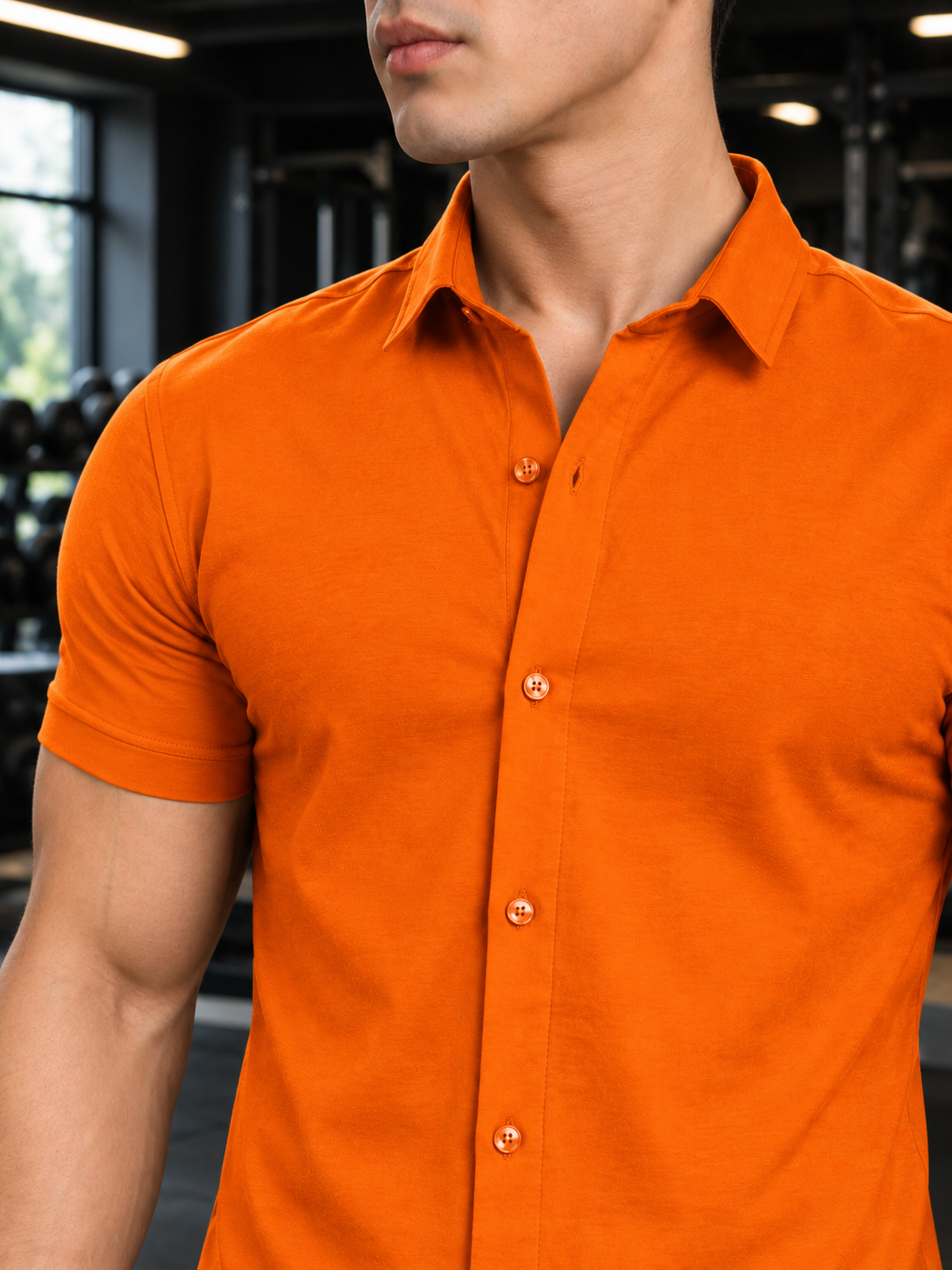 NOIR ORANGE HALF-SLEEVE SHIRT SLIM FIT