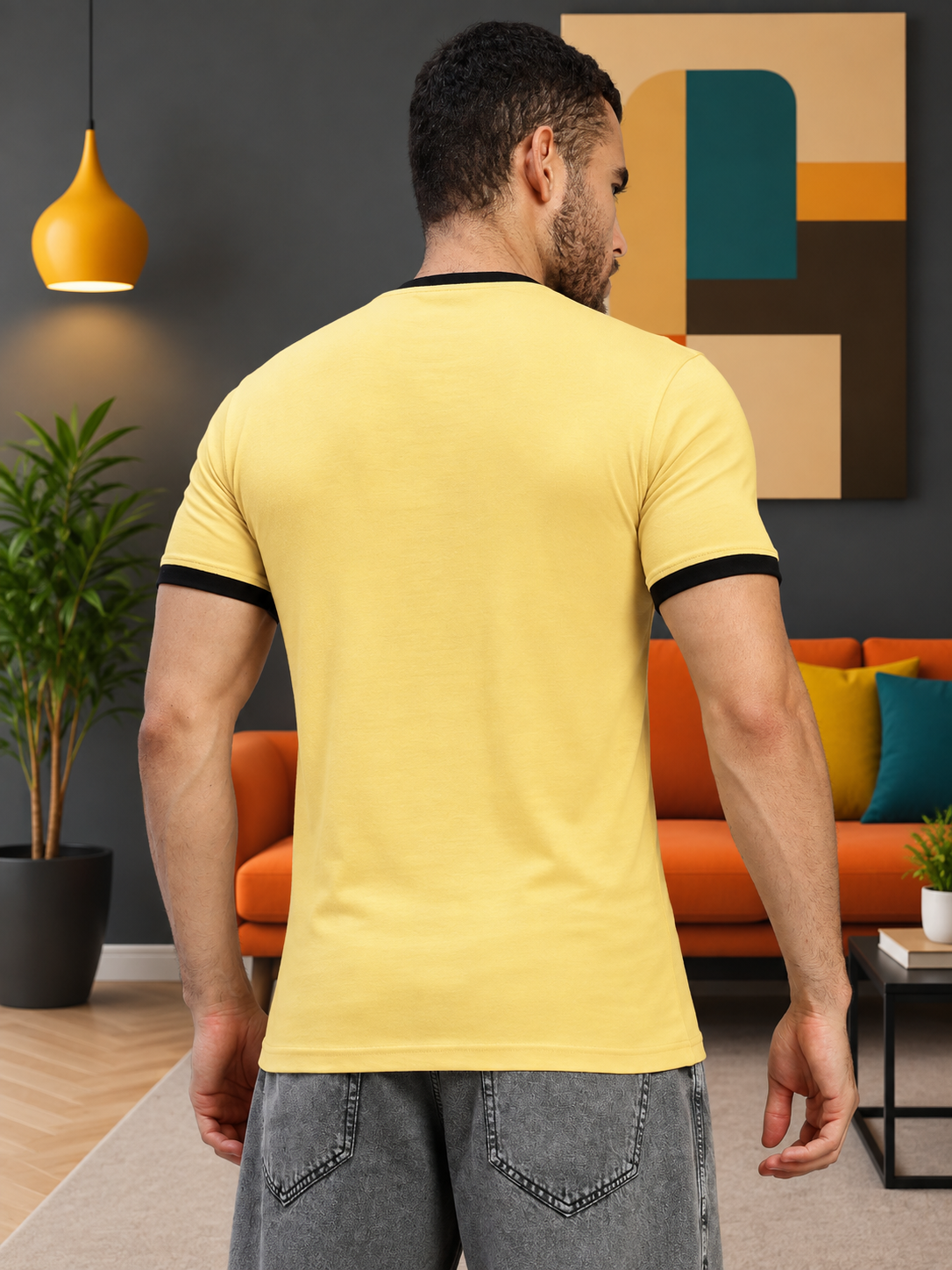 MINIMALIST CONTRAST EDGE T-SHIRT YELLOW