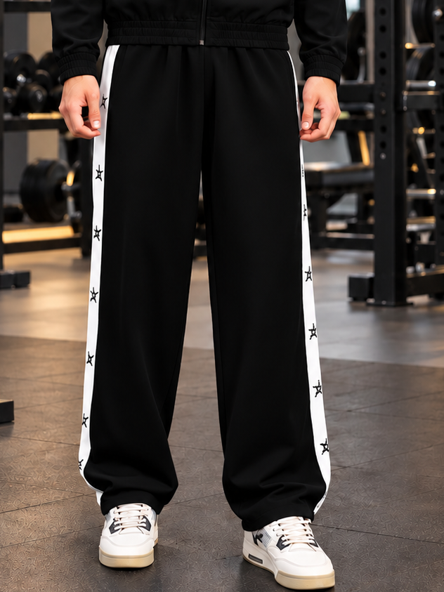 MATCHING LOOSE RELAXED JOGGER BLACK WHITE