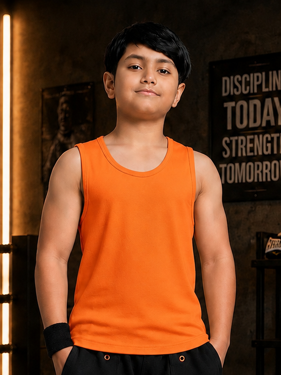EASY WEAR VEST T-SHIRT FOR BOYS GIRLS ORANGE