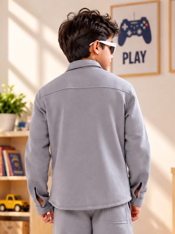 BURLY FLEECE SWEATSHIRT FOR BOYS GIRL GREY