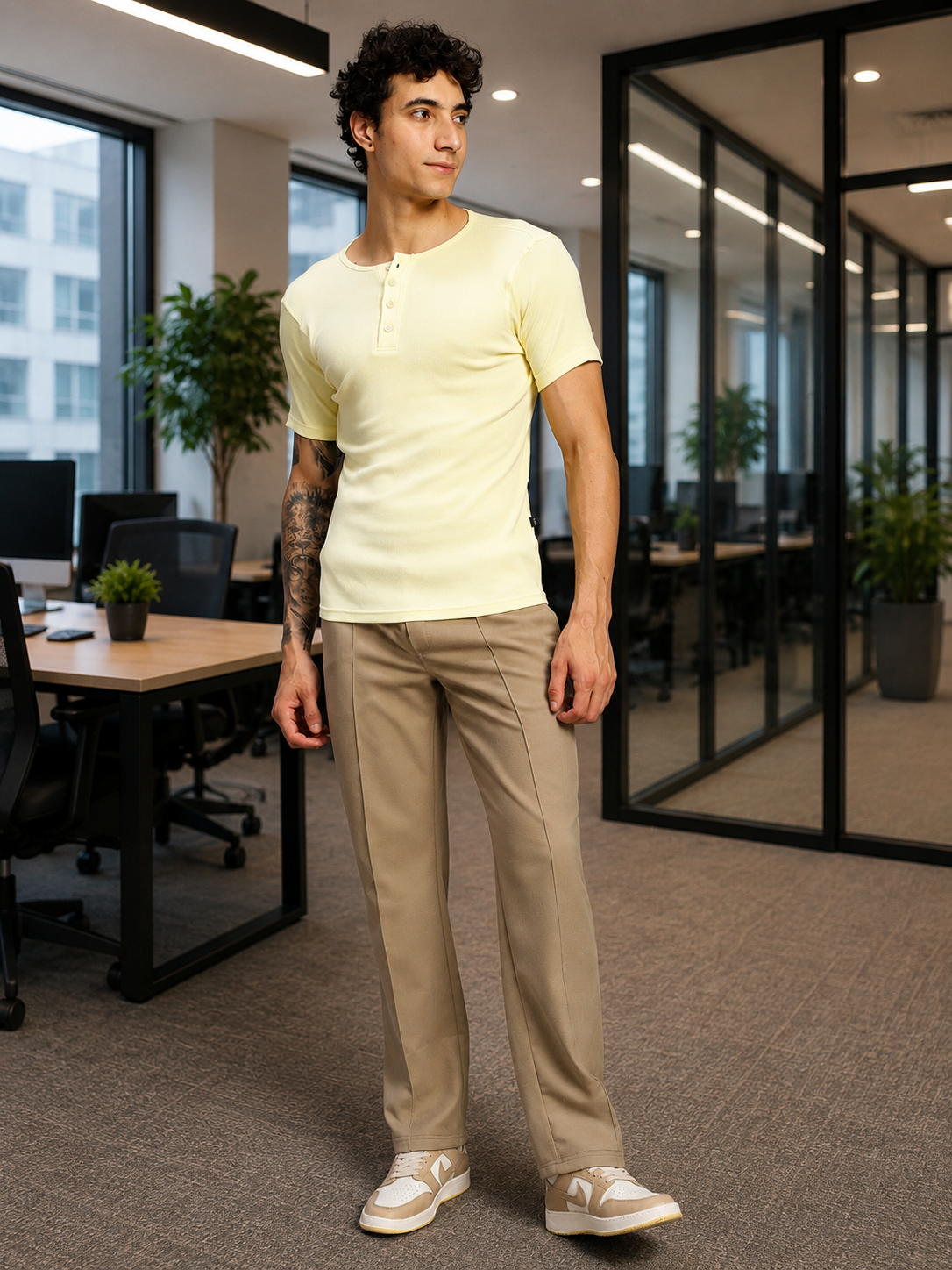 SPEARMINT VECTOR T-SHIRT CREAM YELLOW