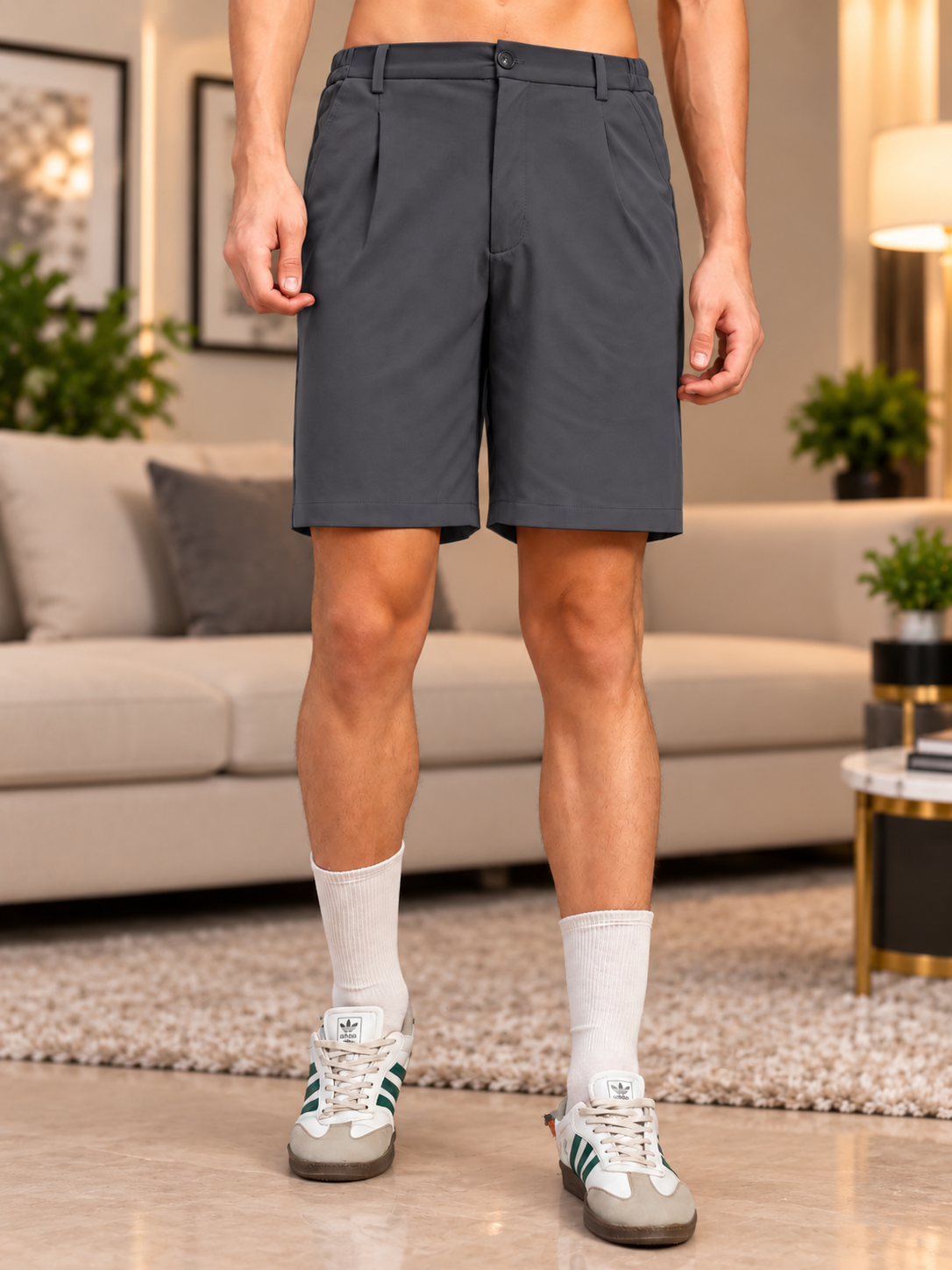 ELASTIC RUNNING REGULAR SHORTS DARK GREY