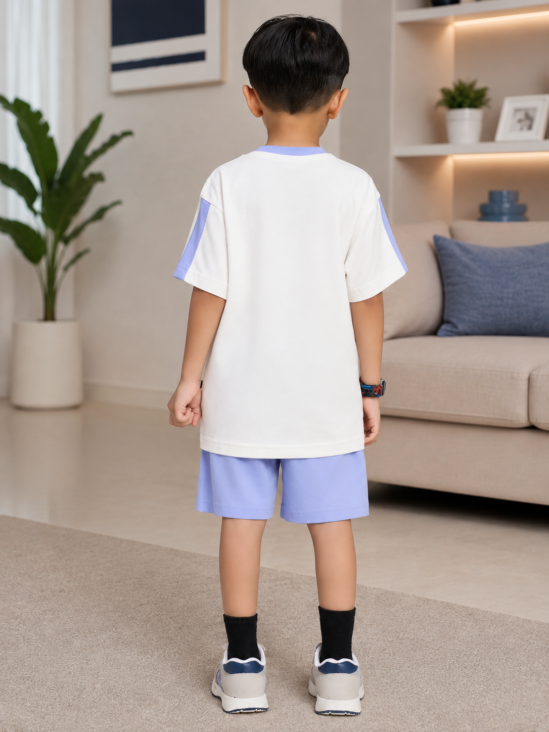 LIL CAT CLUB CO-ORD FOR BOYS GIRLS WHITE LAVENDER