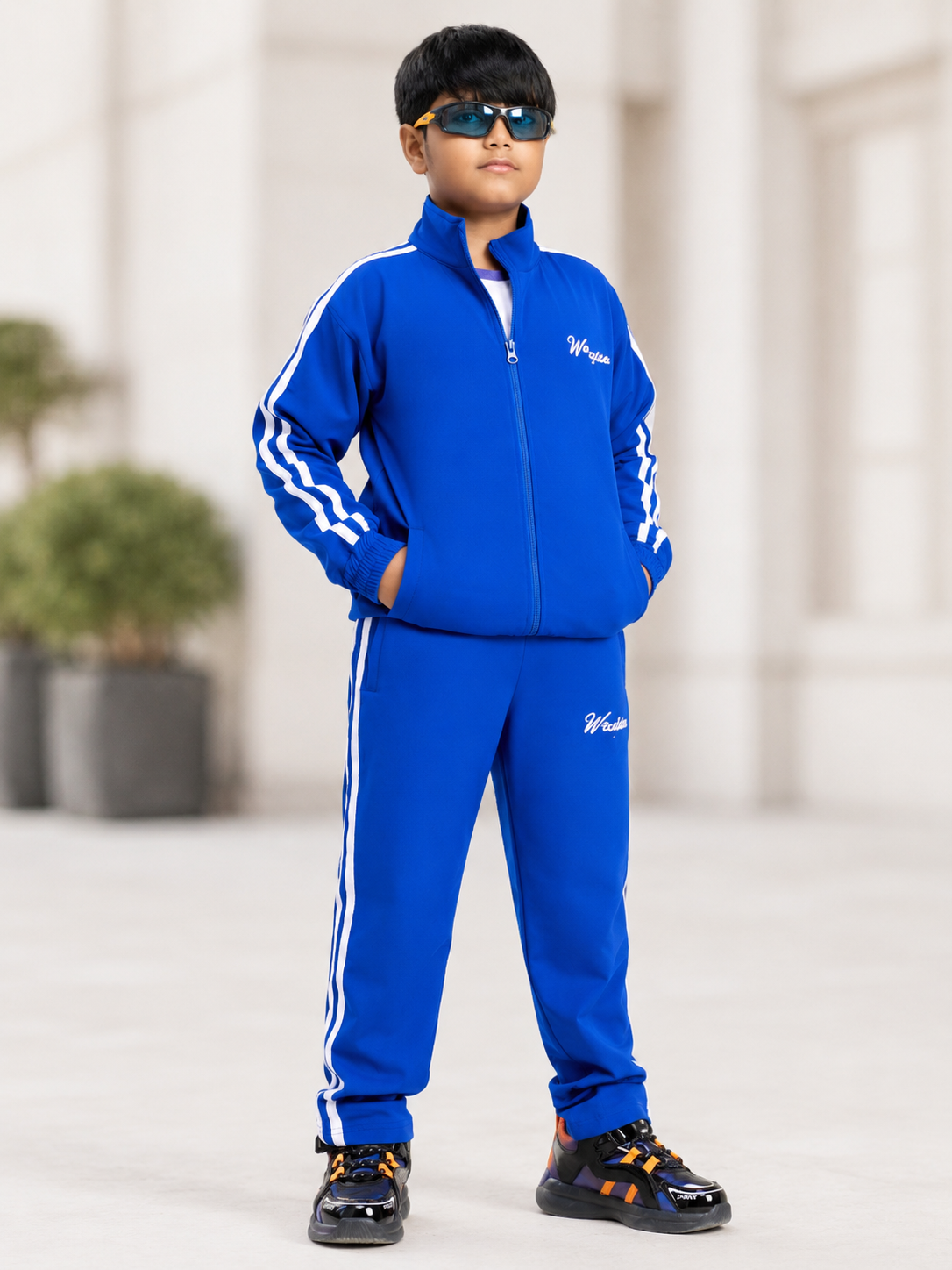 SPORTY ZIP UP CO-ORD SET FOR BOYS AND GIRLS ROYAL BLUE