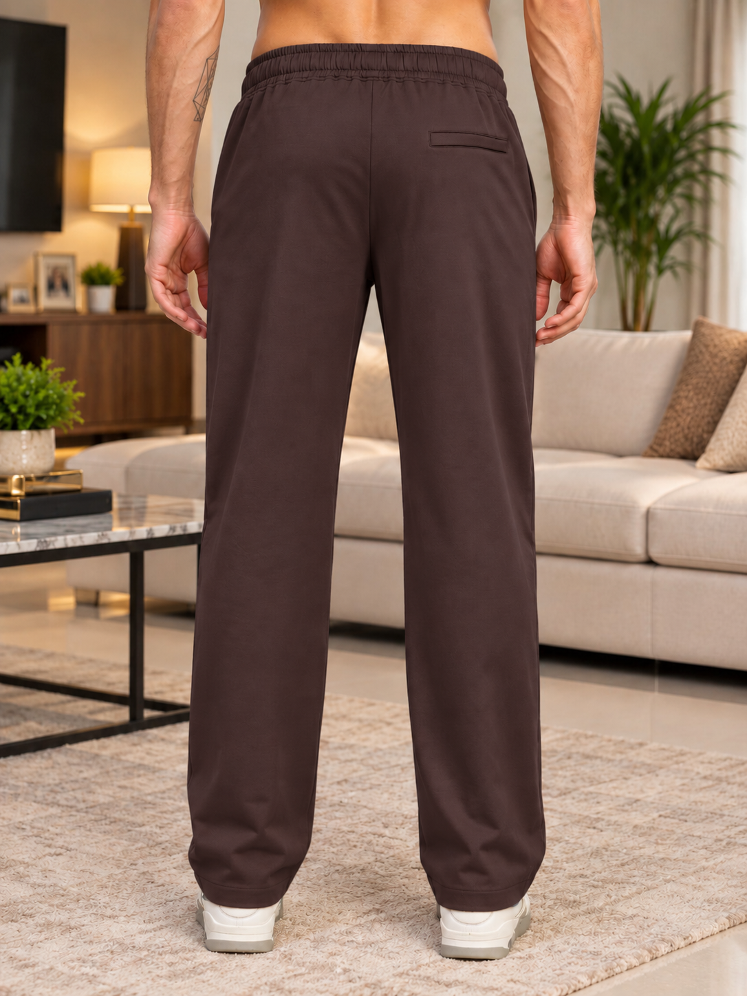 WAISTBOARD SMART CASUAL PANTS DARK BROWN