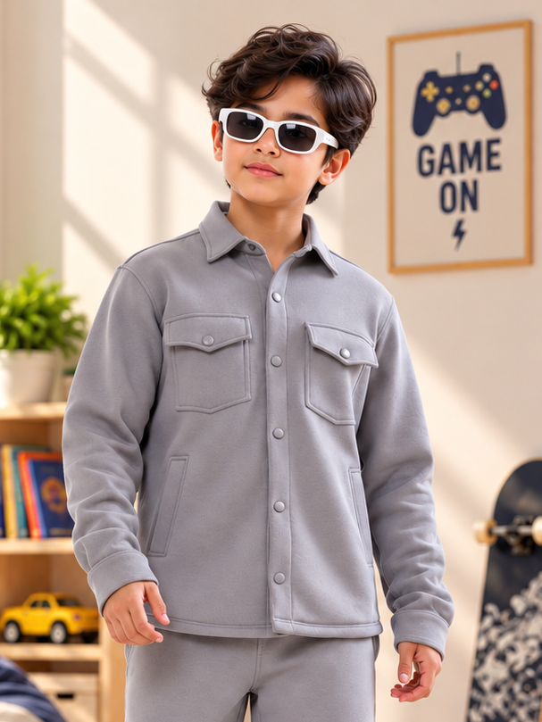 BURLY FLEECE SWEATSHIRT FOR BOYS GIRL GREY