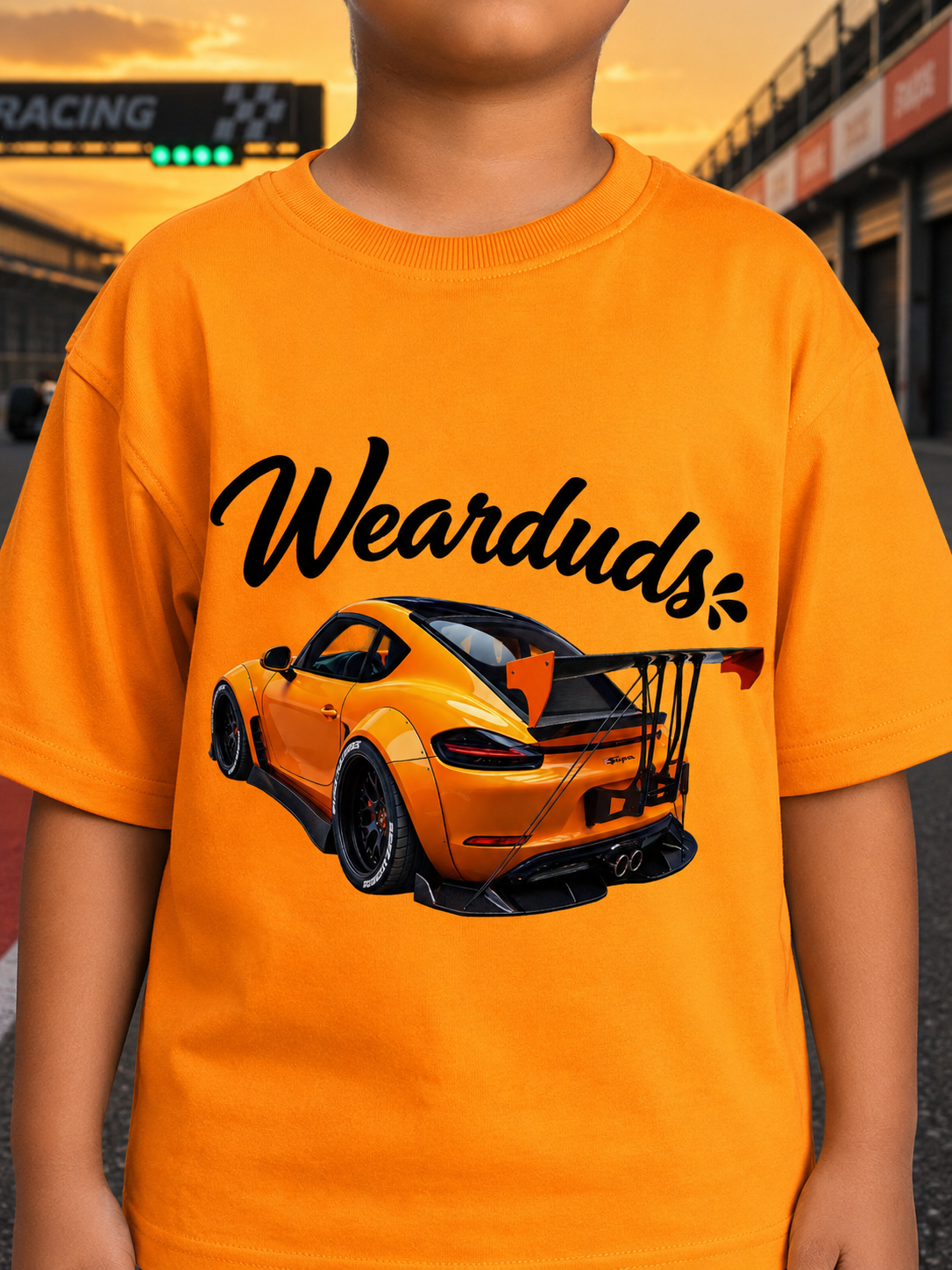 GRAPHIC CAR CASUAL T-SHIRT FOR BOYS GIRLS YELLOW