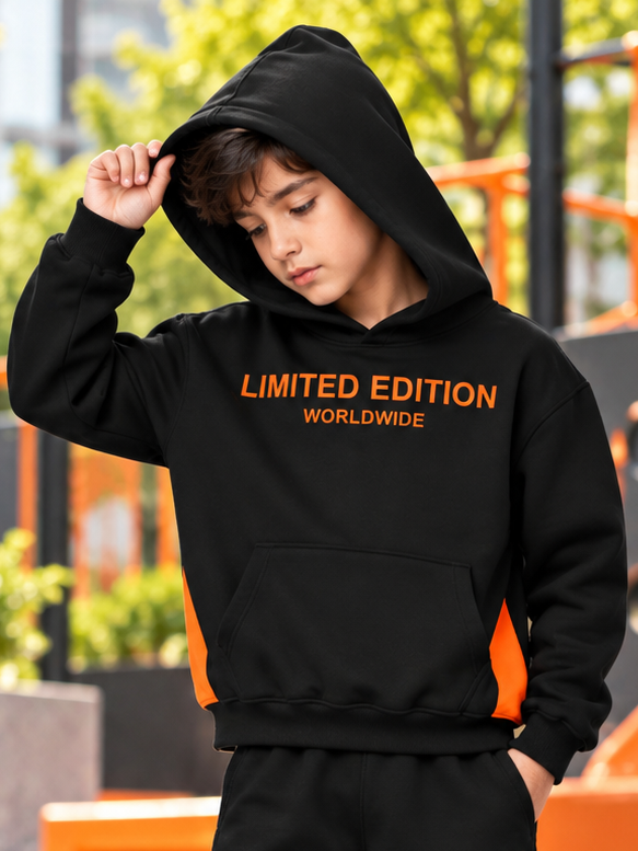 WORLDWIDE FLEECE HOODIE KIDS BLACK