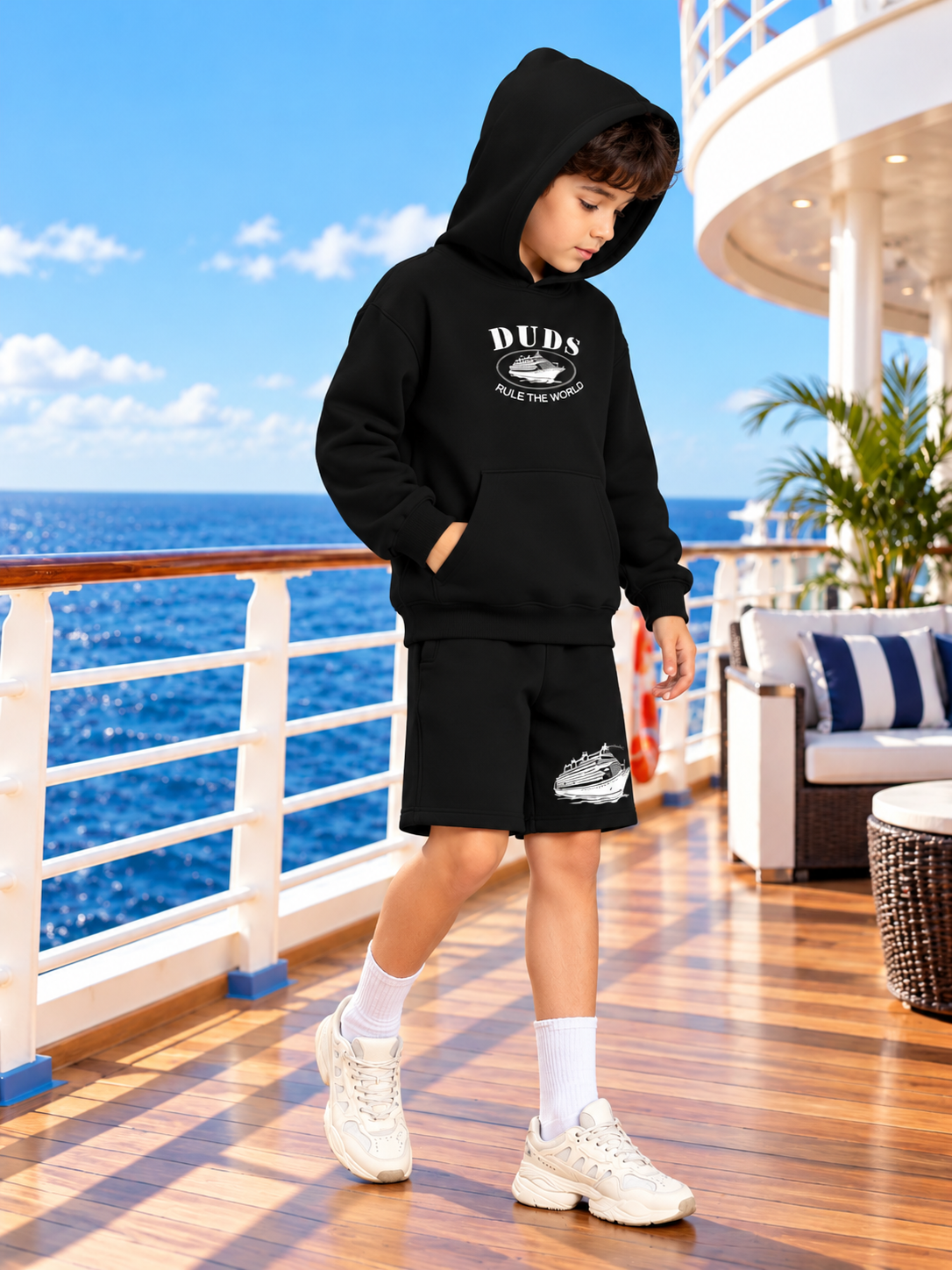 RULE THE WORLD YANTRA FLEECE PANT FOR KIDS BLACK