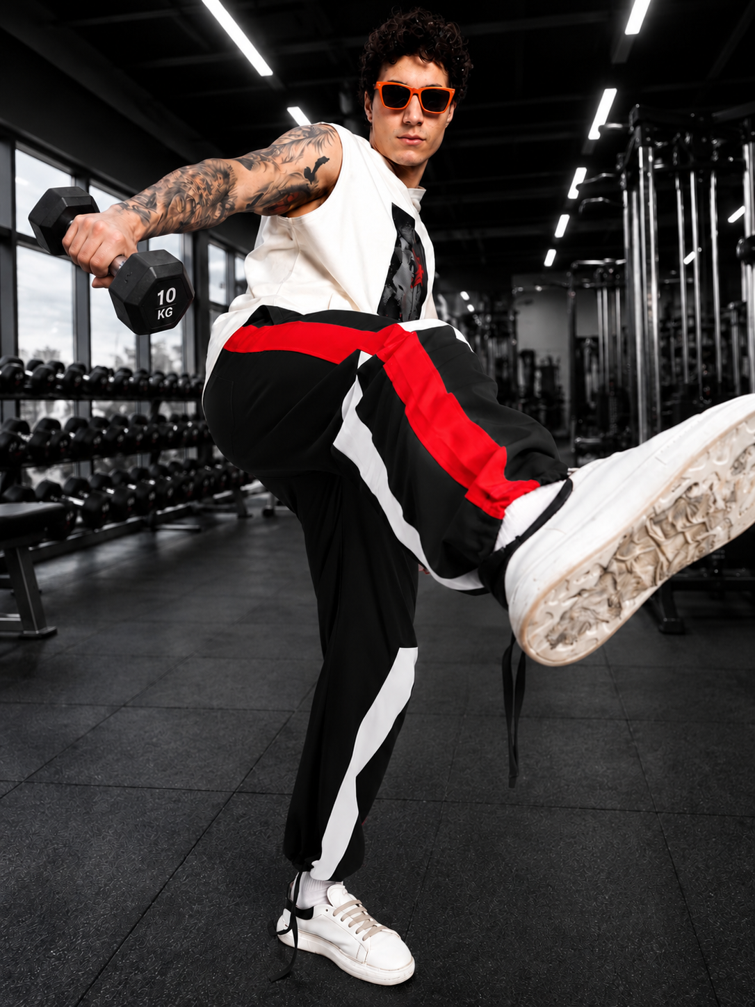 RETRO RUNNER RELAXED-FIT JOGGERS BLACK MULTI