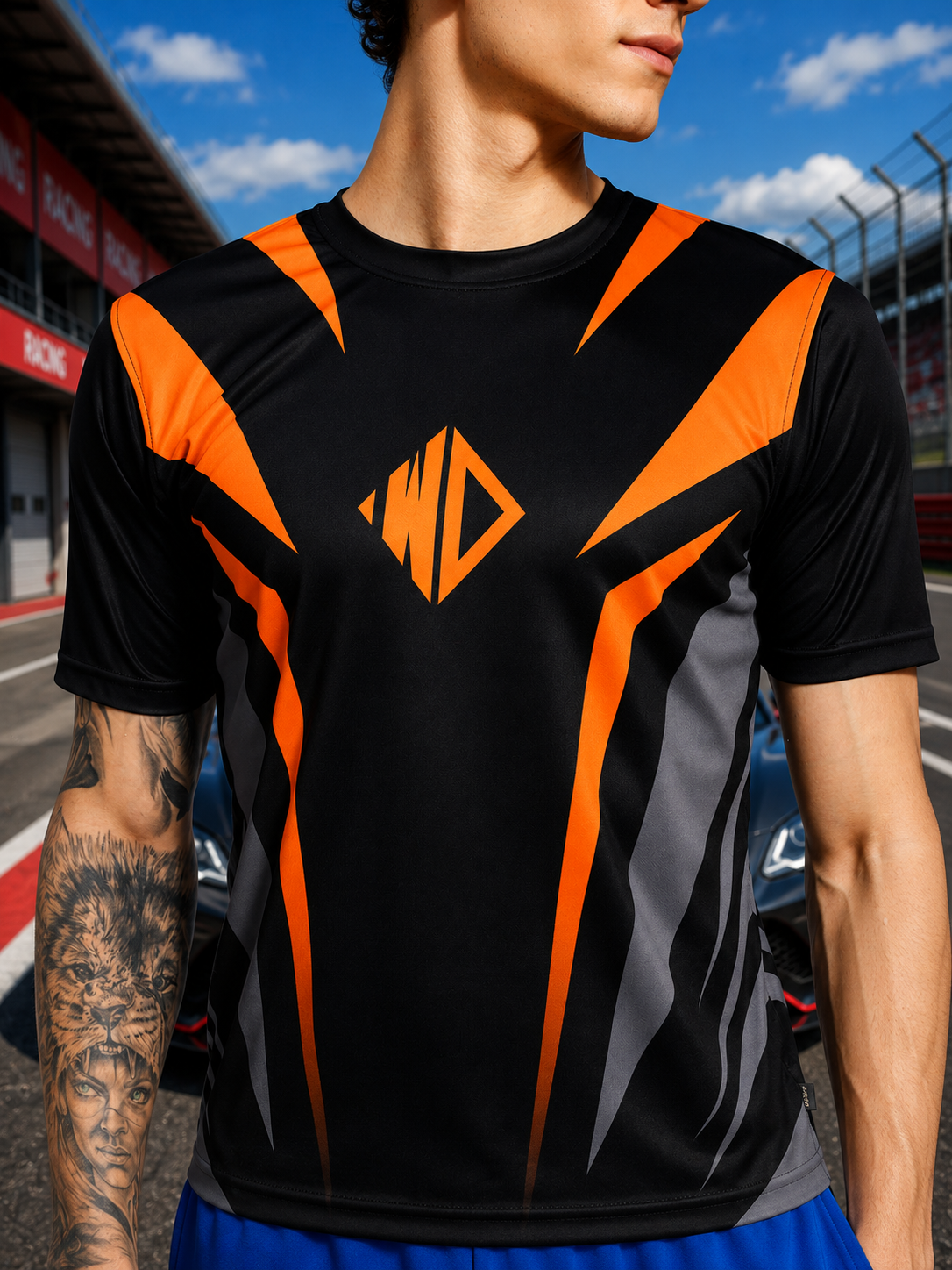 NITRO SHIFT ATHLETIC T-SHIRT BLACK worn by a model, featuring a sleek design and athletic fit for performance and style.