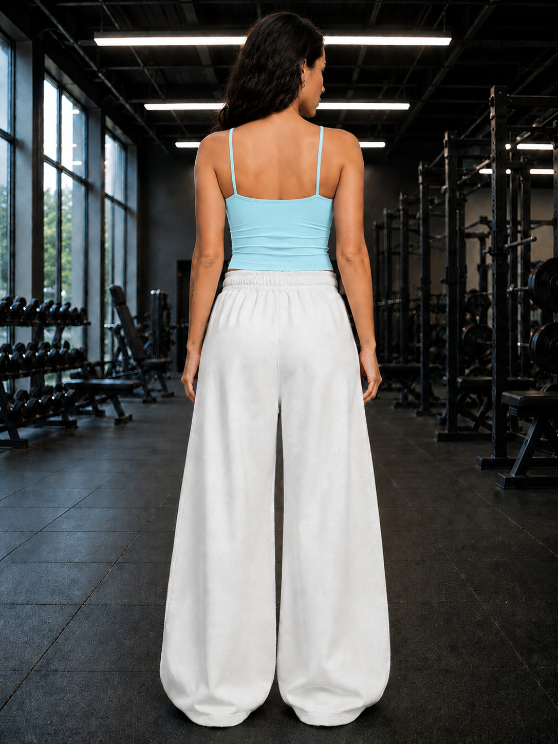 WOMEN SEAMLESS COTTON CROP-TOP SKY BLUE