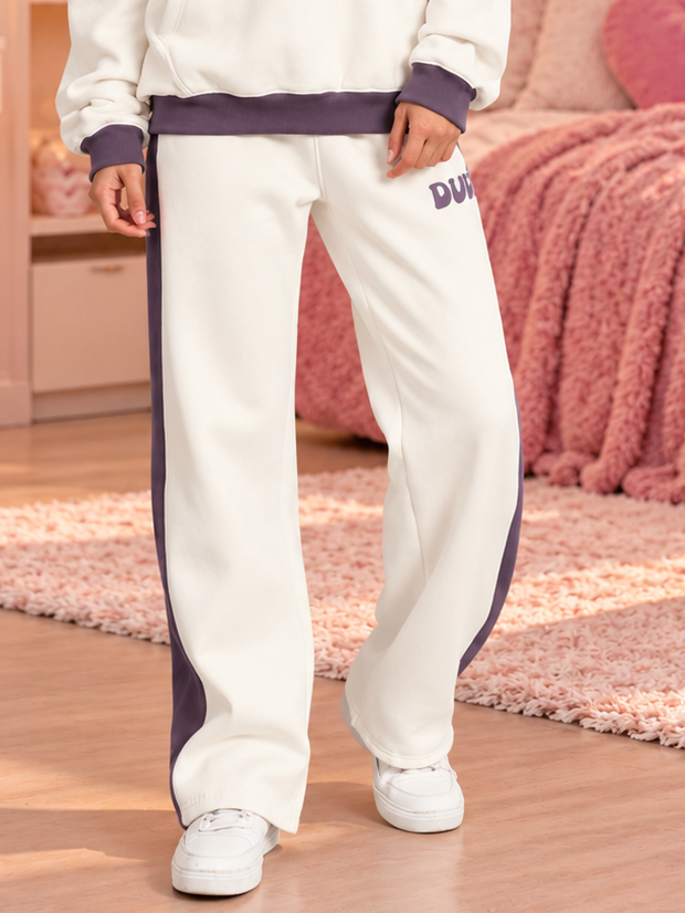 WOMEN SELF LOVE FLEECE PANT WHITE VIOLET