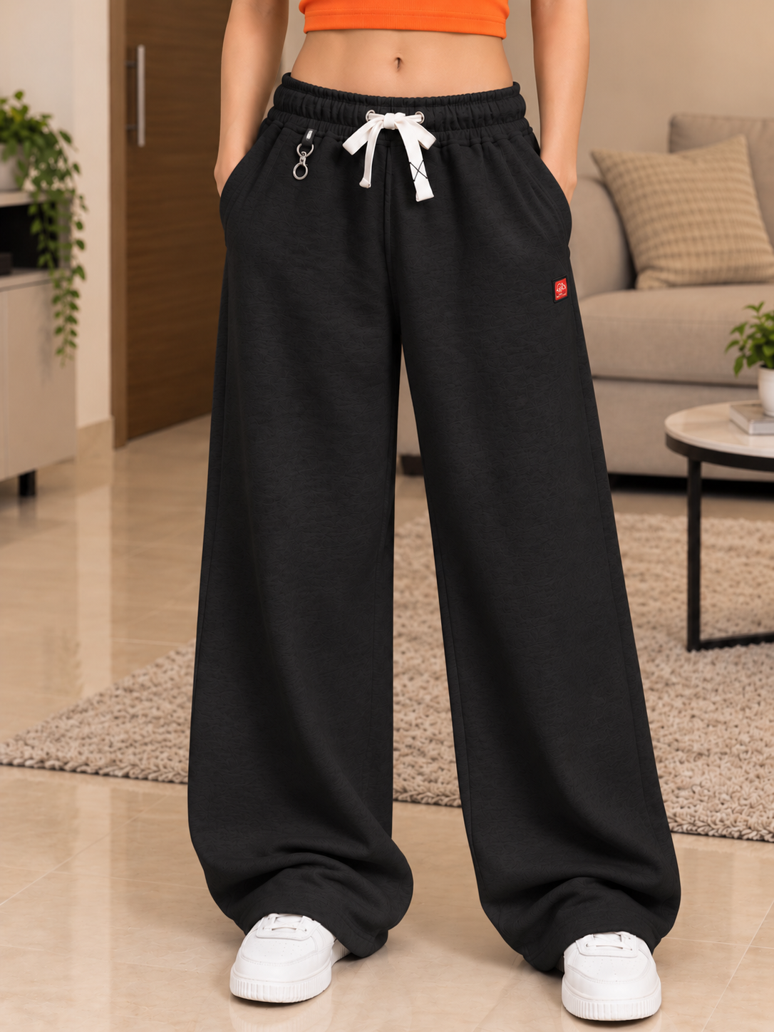 WOMEN CARABINER UTILITY BAGGY JOGGERS BLACK