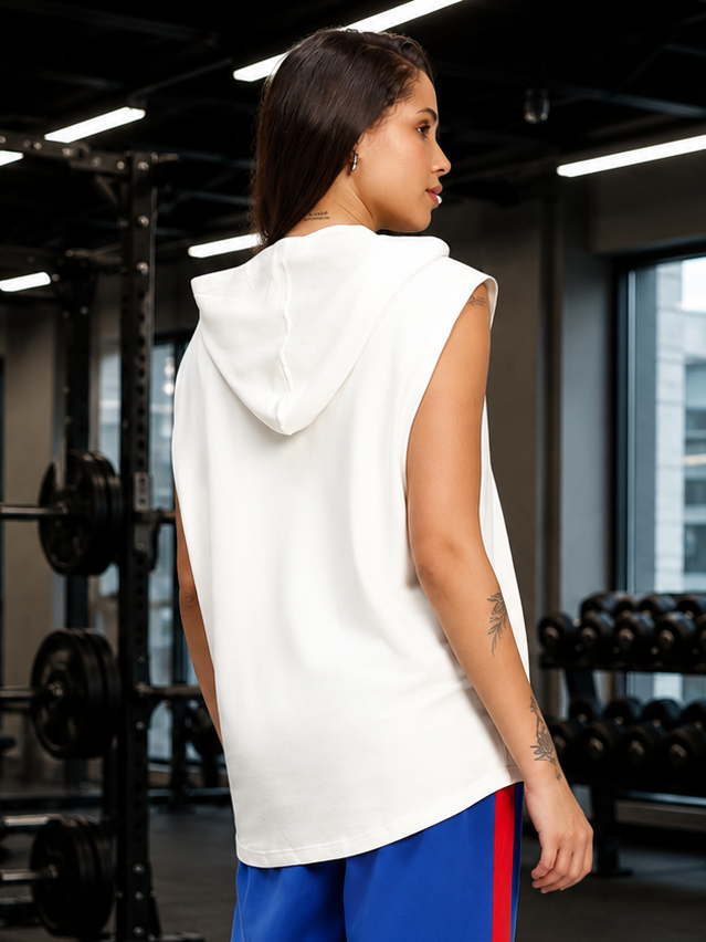 WOMEN SHADOW FACE SLEEVELESS T-SHIRT WHITE