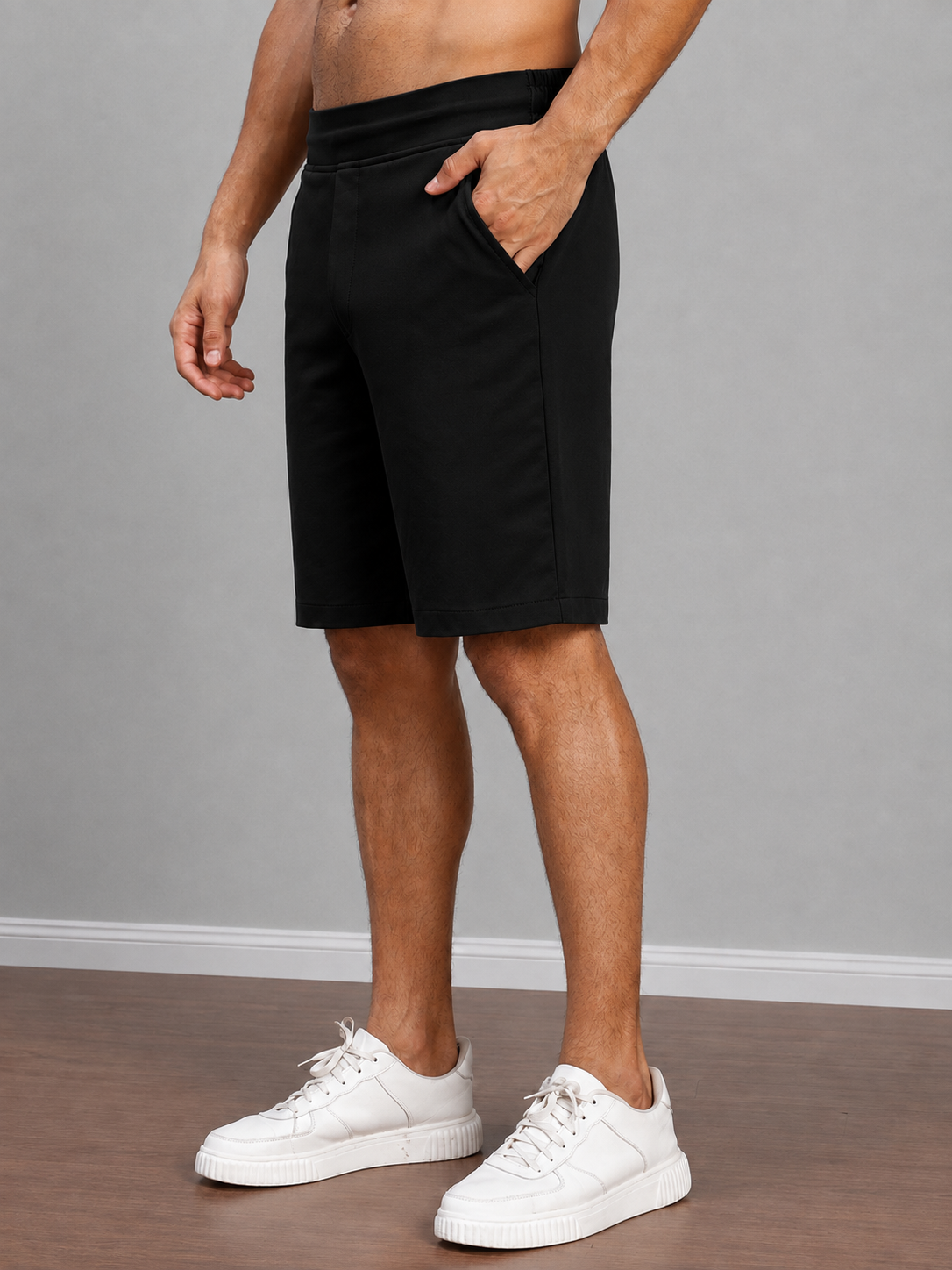 SMART CASUAL TOBACCO REGULAR SHORTS BLACK