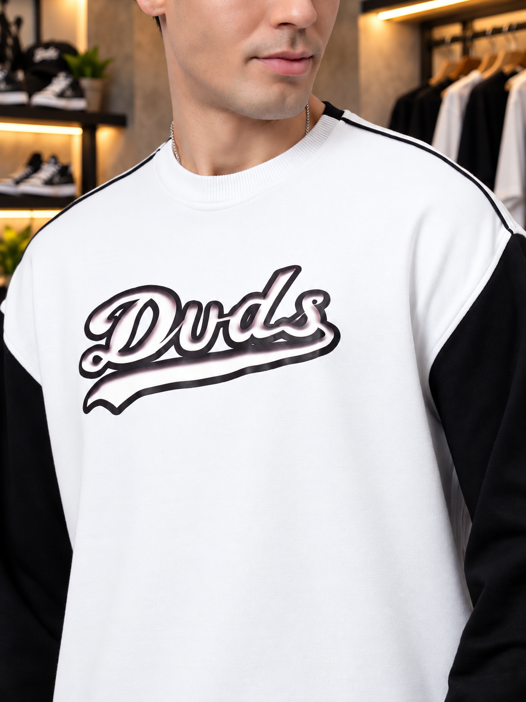 HUNK OVER-SIZED SWEATSHIRT T-SHIRT WHITE BLACK