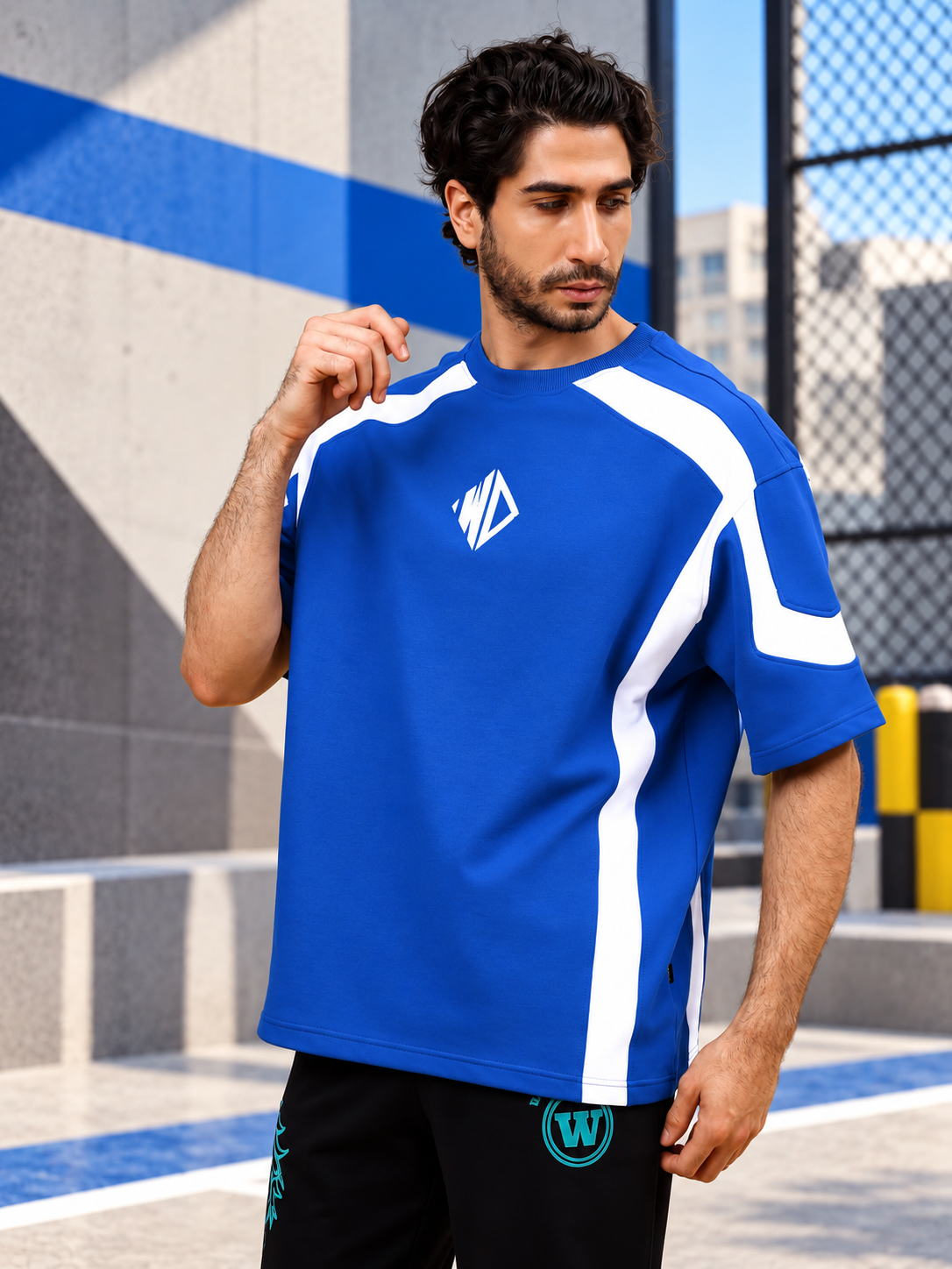 RUGBY OVER-SIZED T-SHIRT ROYAL BLUE WHITE