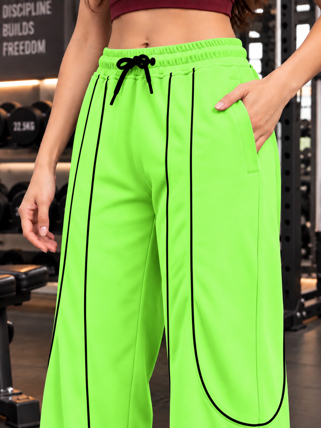 WOMEN DRAWSTRING FIT JOGGERS NEON GREEN