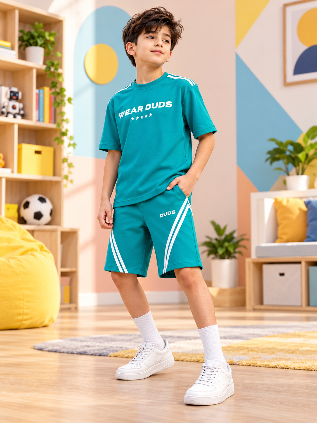 STAR JUMPER OVER-SIZED CO-ORD FOR BOYS GIRLS TEAL