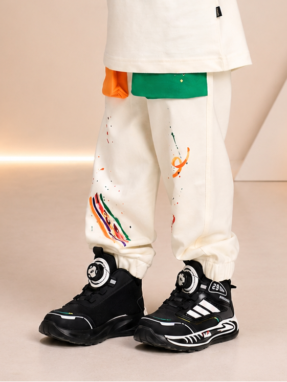 CUTE PUPPY JOGGER FOR BOYS AND GIRLS OFF WHITE MULTI