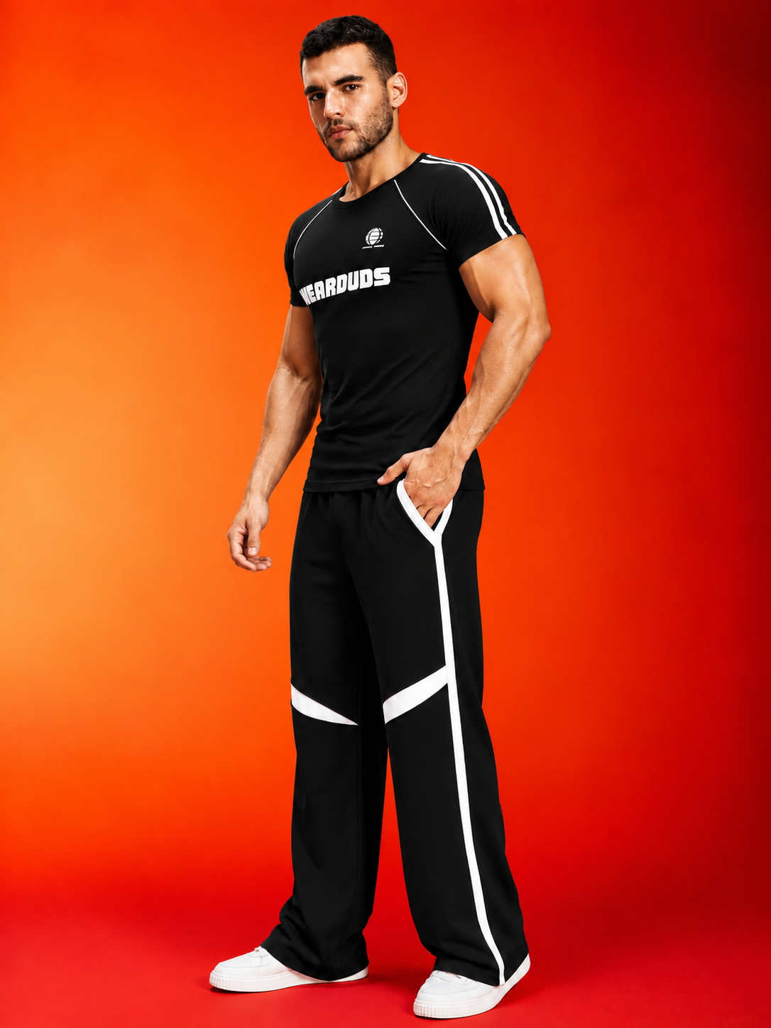 ROSTER FIT CO-ORD SET BLACK WHITE