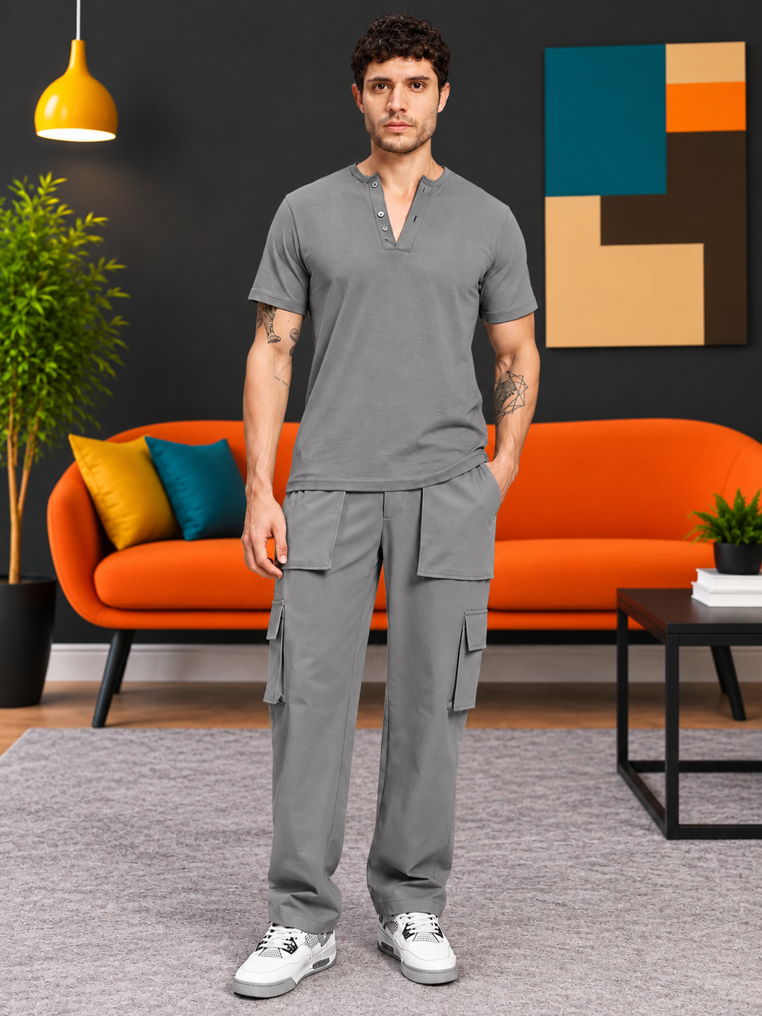 URBAN STREETWEAR OVERSIZED CARGO GREY