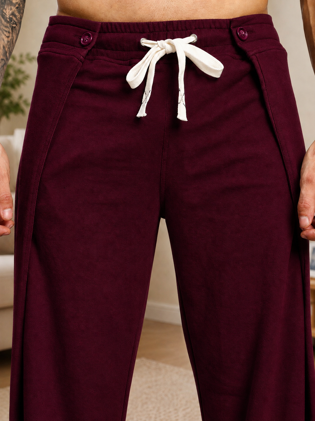 OMEGA FLOW WIDE FIT JOGGERS MAROON