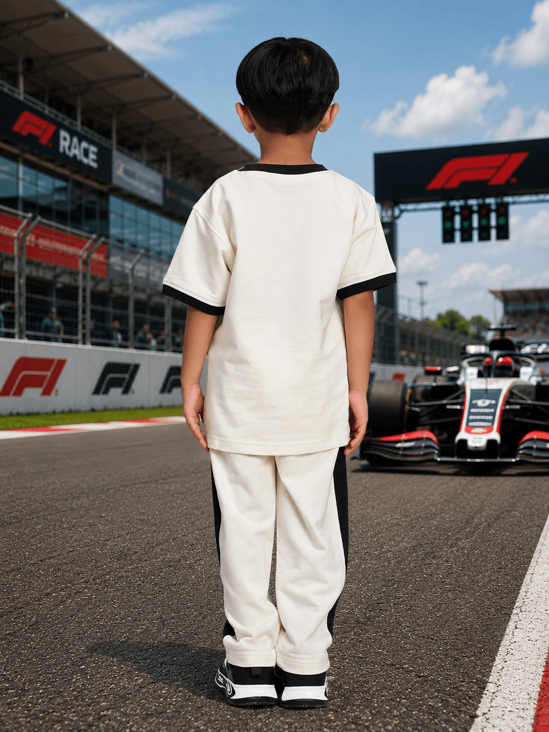SPEED SURGE CO-ORD SET BOYS GIRLS WHITE BLACK