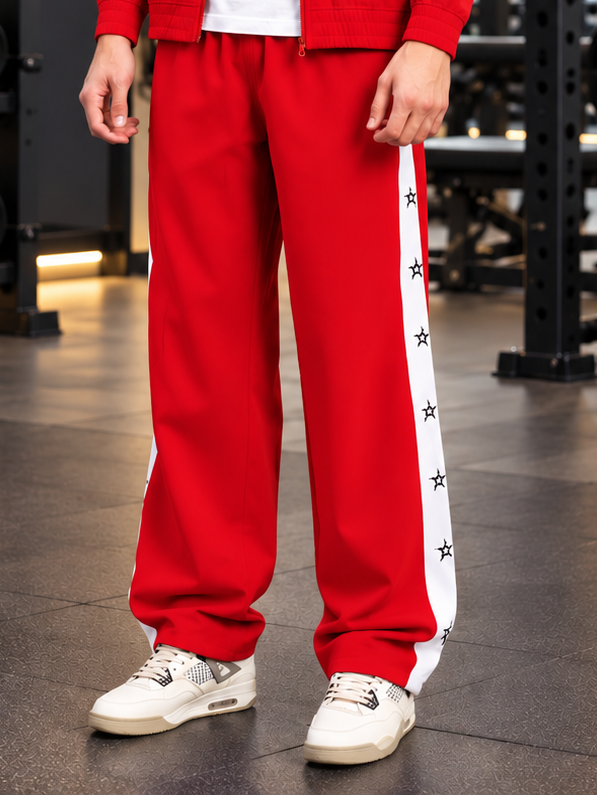 MATCHING LOOSE RELAXED JOGGER RED WHITE