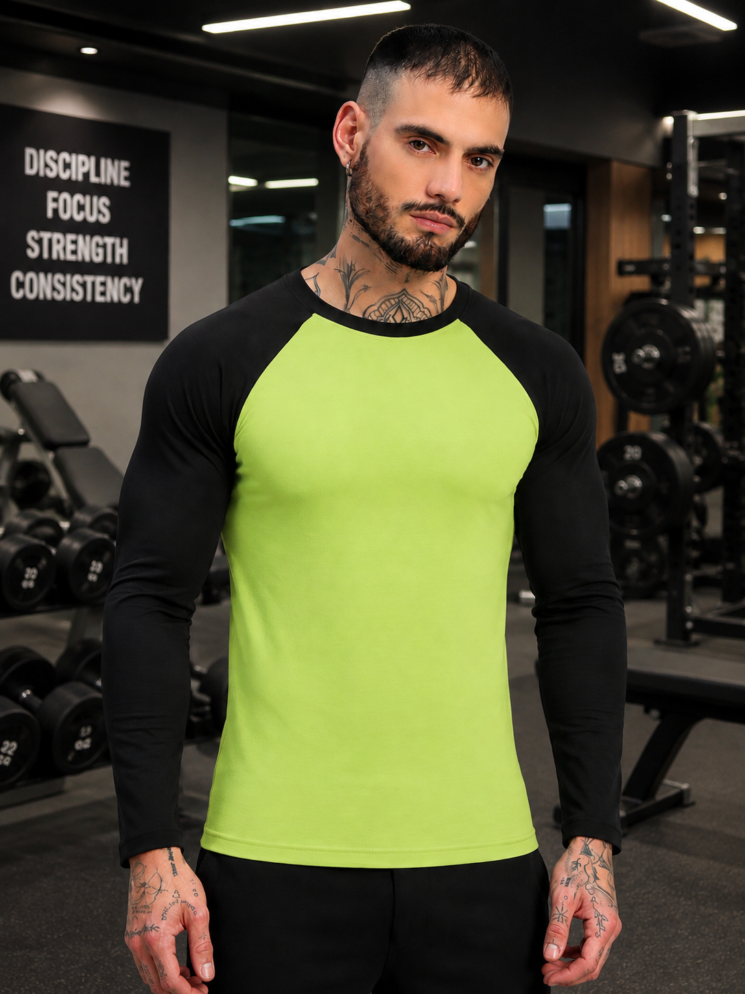 FITFLOW SLIM FIT SWEATSHIRT NEON GREEN BLACK
