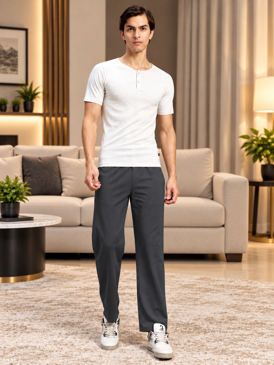 ESSENTIAL FLEX FIT CASUAL PANTS DARK GREY