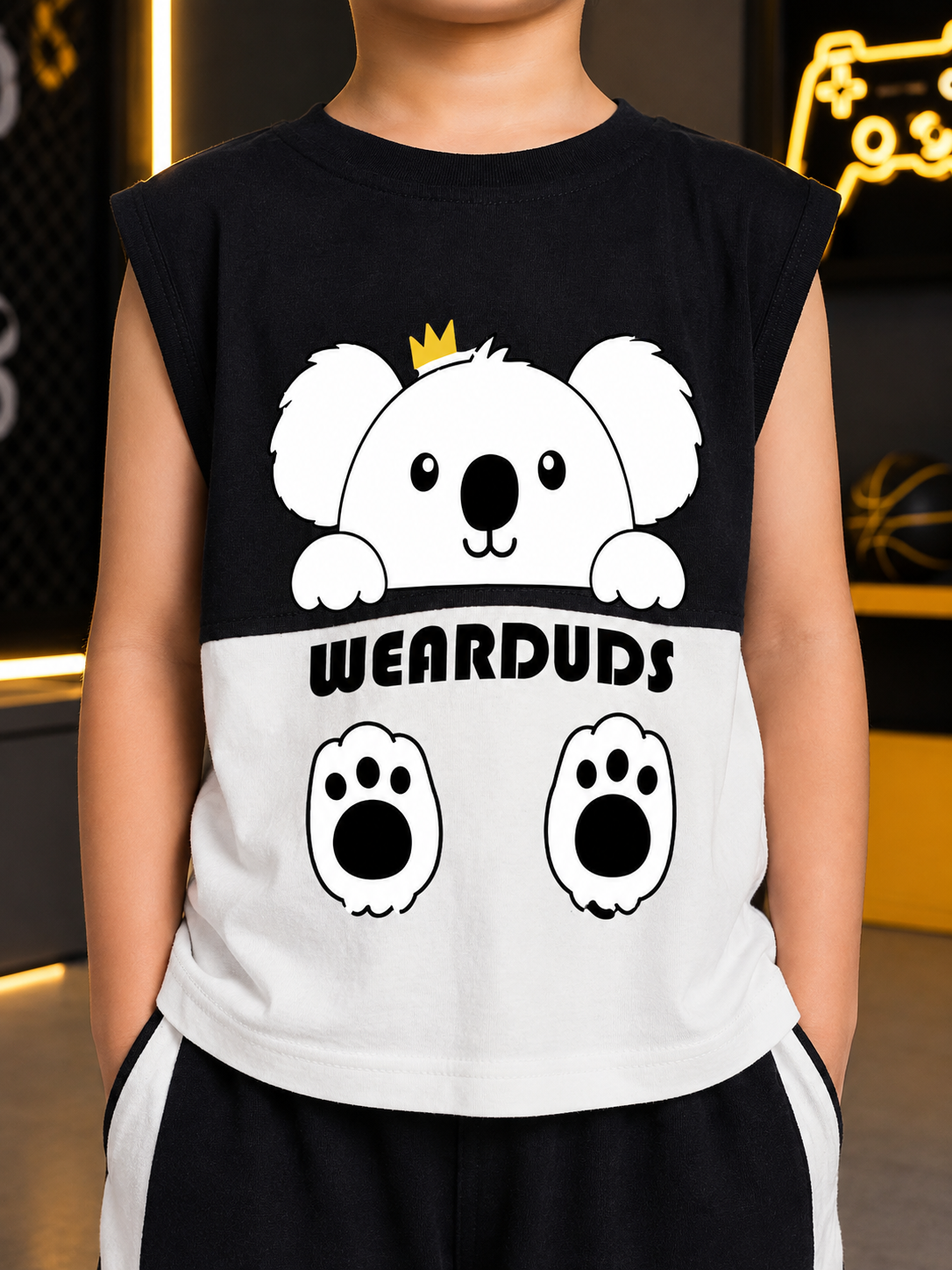 KOALA VIBES CO-ORD FOR BOYS GIRLS BLACK WHITE