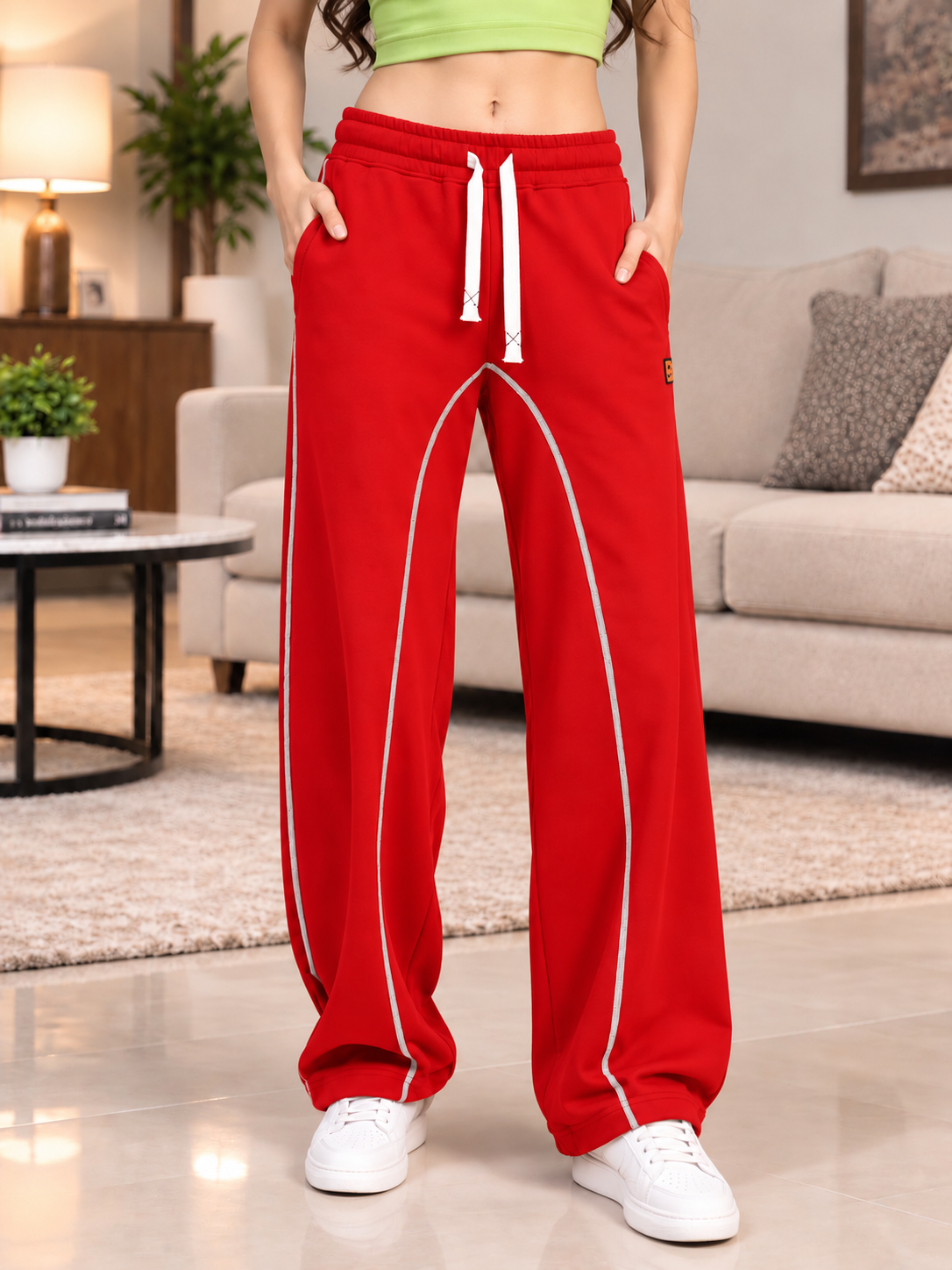 WOMEN BEAT MODE FIT JOGGERS RED