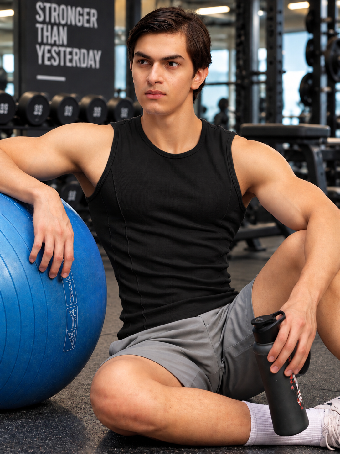 SLEEVELESS TANK GYM T-SHIRT BLACK