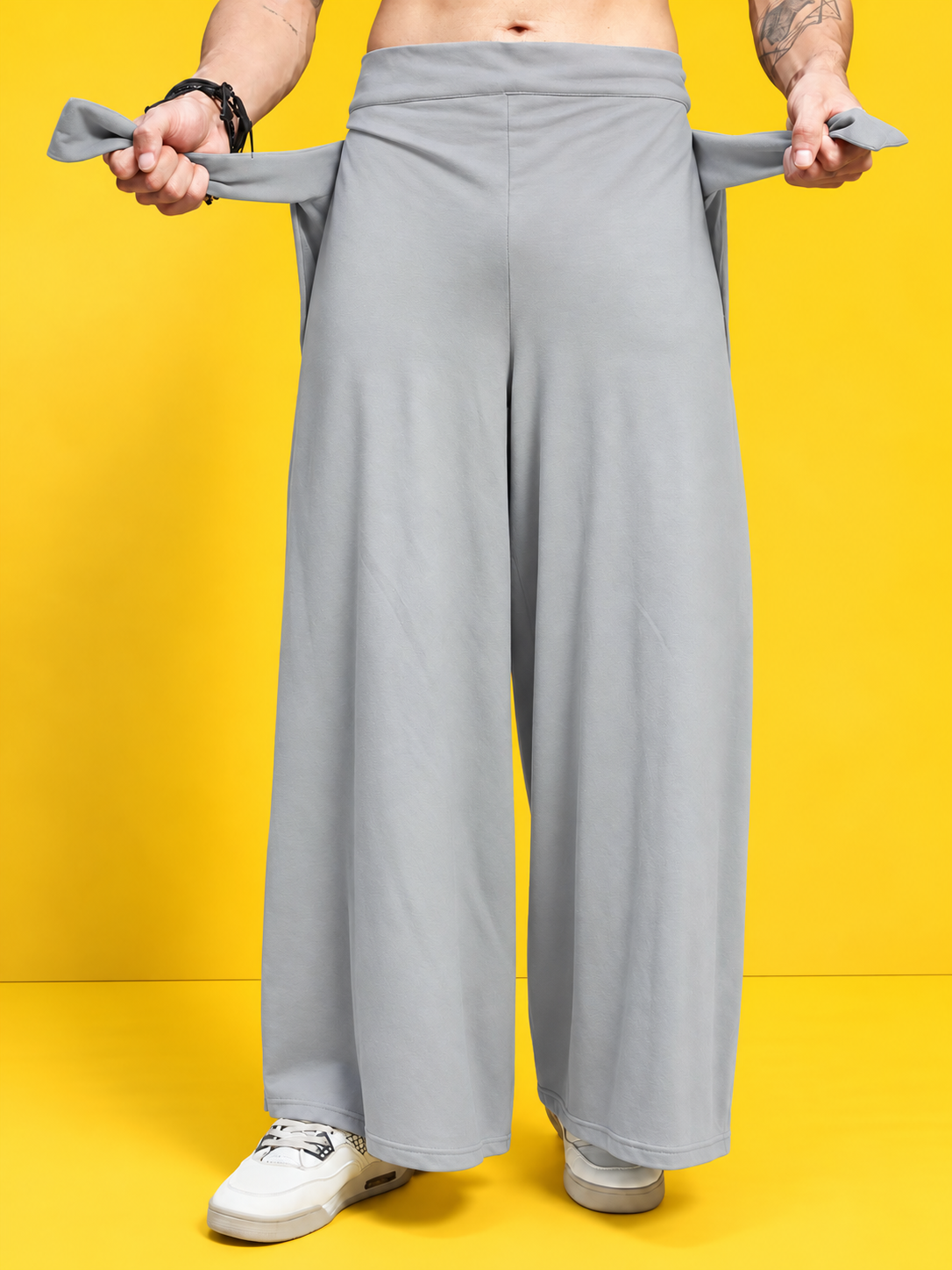 WIDE LEG FLOWY LOUNGE JOGGERS GREY