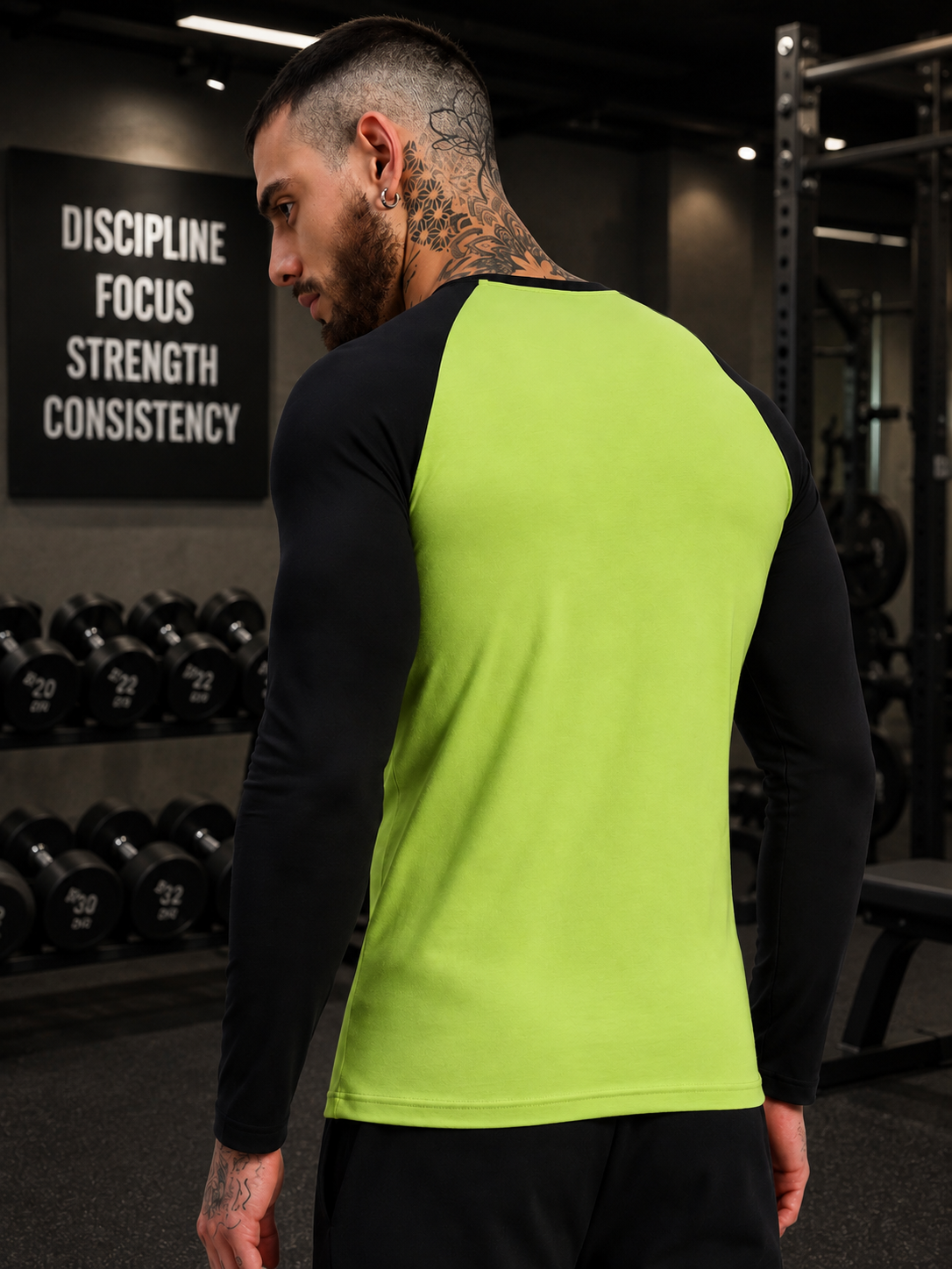FITFLOW SLIM FIT SWEATSHIRT NEON GREEN BLACK